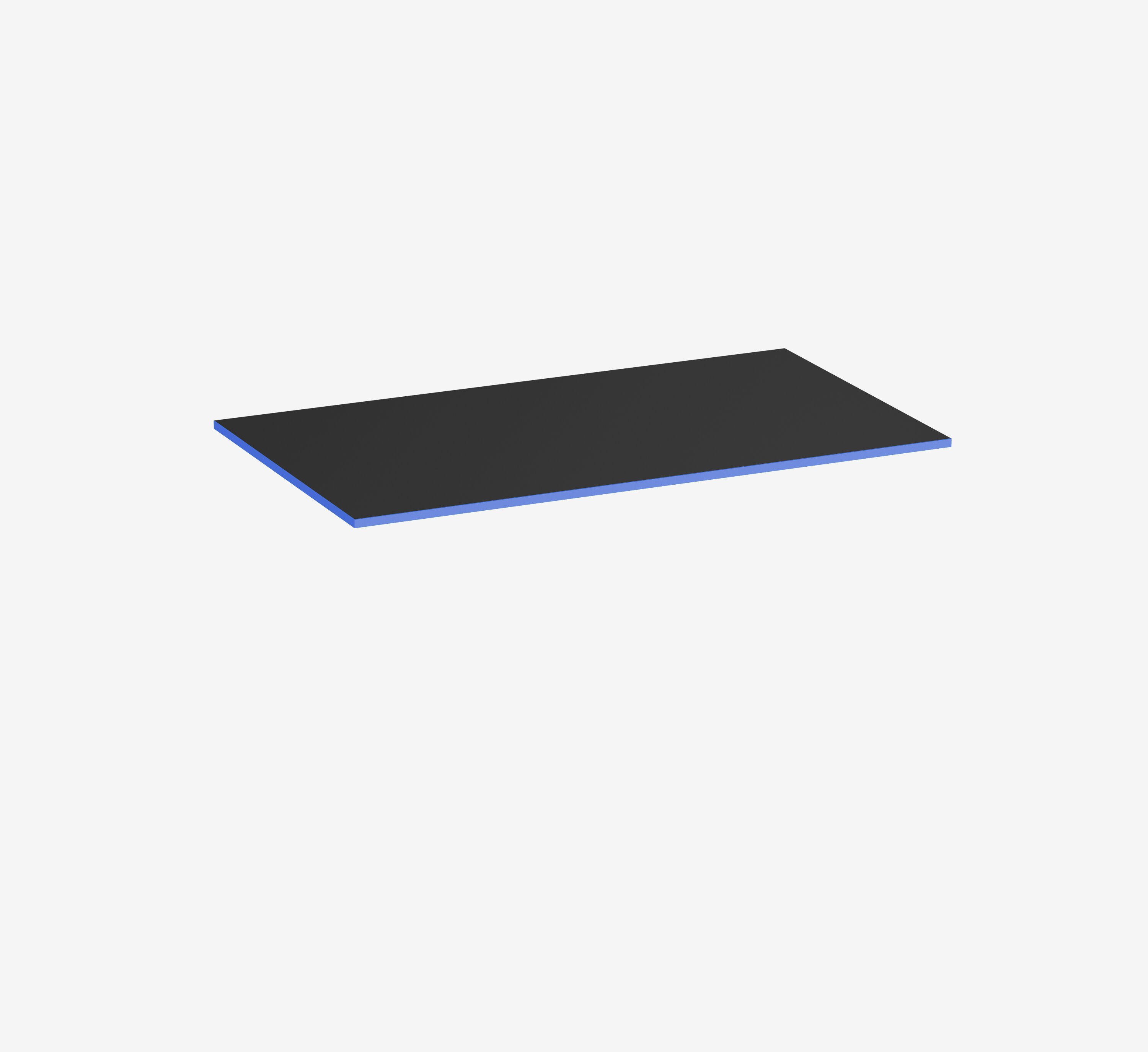 Gaming Tischplatte Rechteck, Schwarz, Klassik, 1400 x 800 x 19 mm, Kante Royal Blue