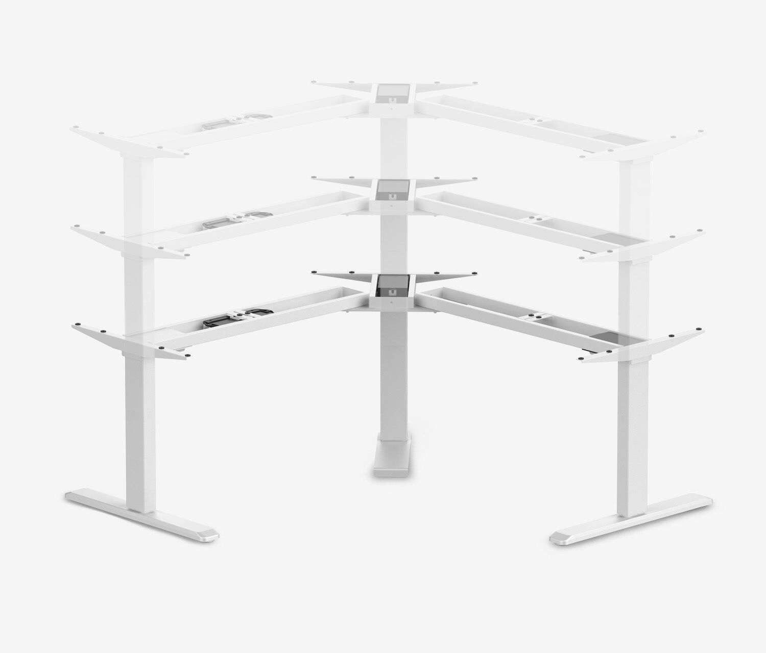 PRIMUS Eckschreibtisch, Gestell Weiß, Tischplatte 1600/800 x 1600/800 x 25 mm Topweiß