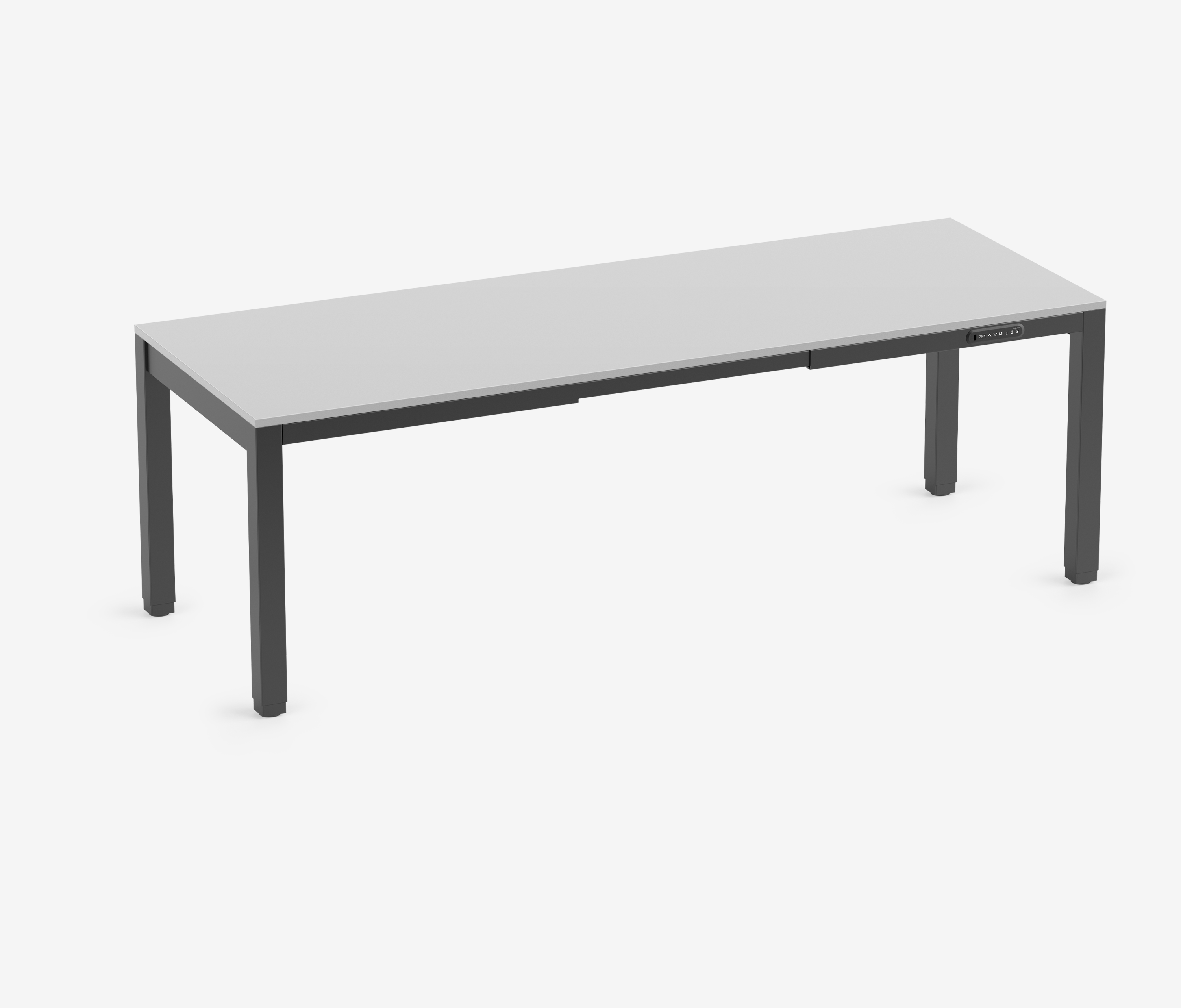 PRIMUS 4-Bein Schreibtisch Schwarz Lichtgrau 2200 x 800 x 25 mm 