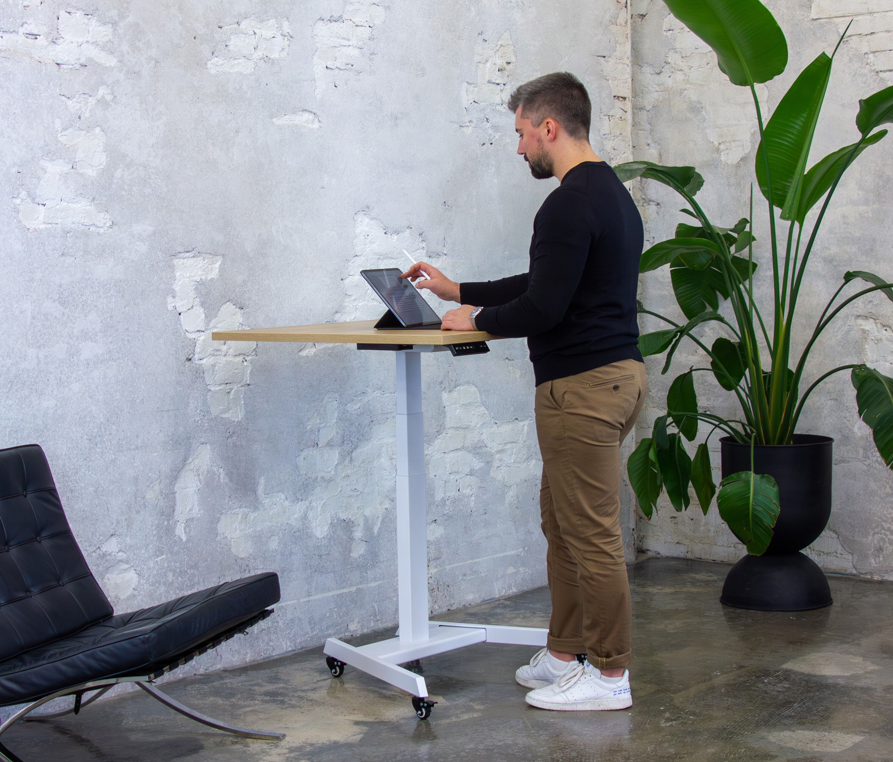 FOKUS Single Schreibtisch Weiß Weiß 80x80 