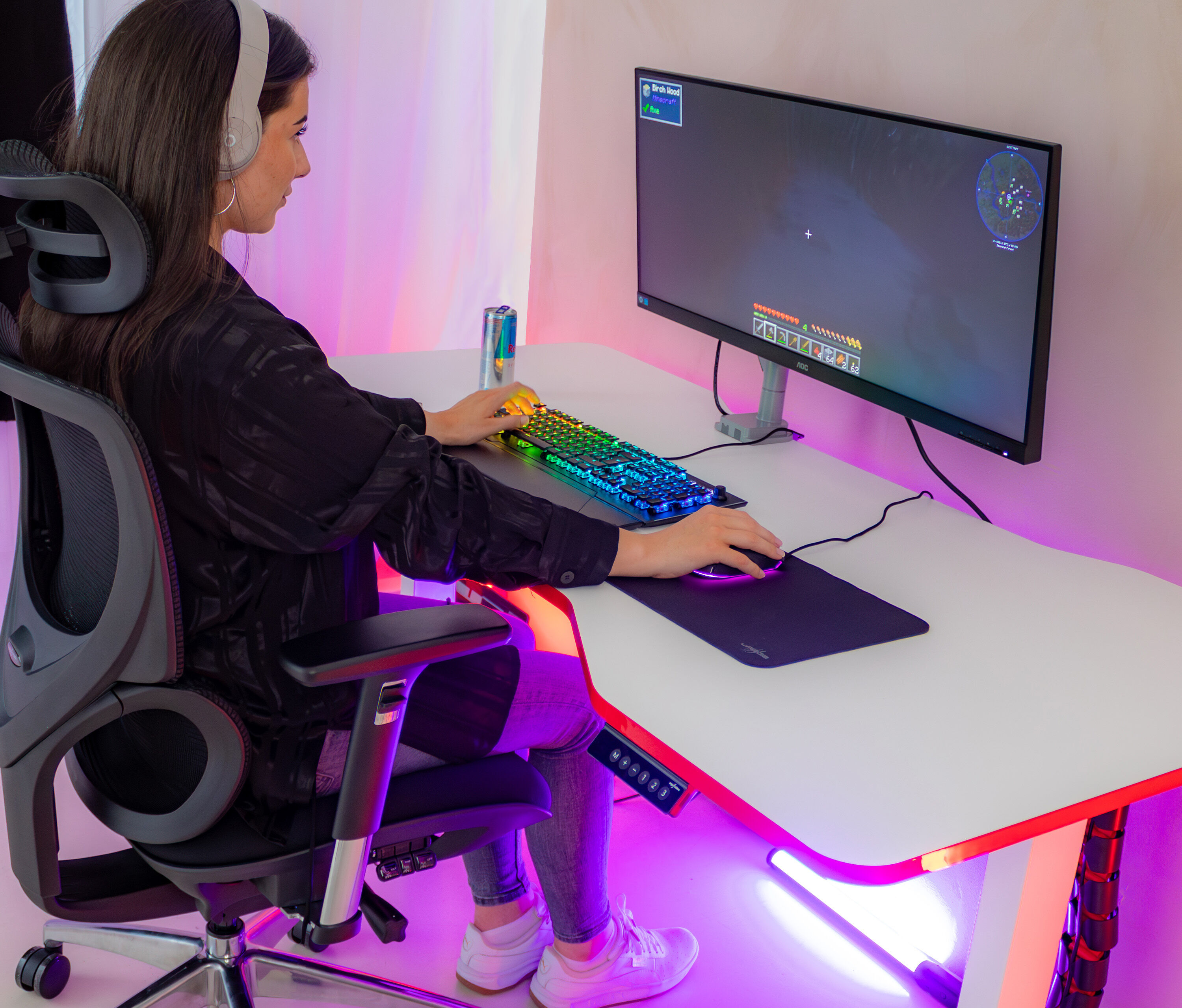 FOKUS Gamingschreibtisch Schwarz 140x80 Cockpit Yellow Cab 