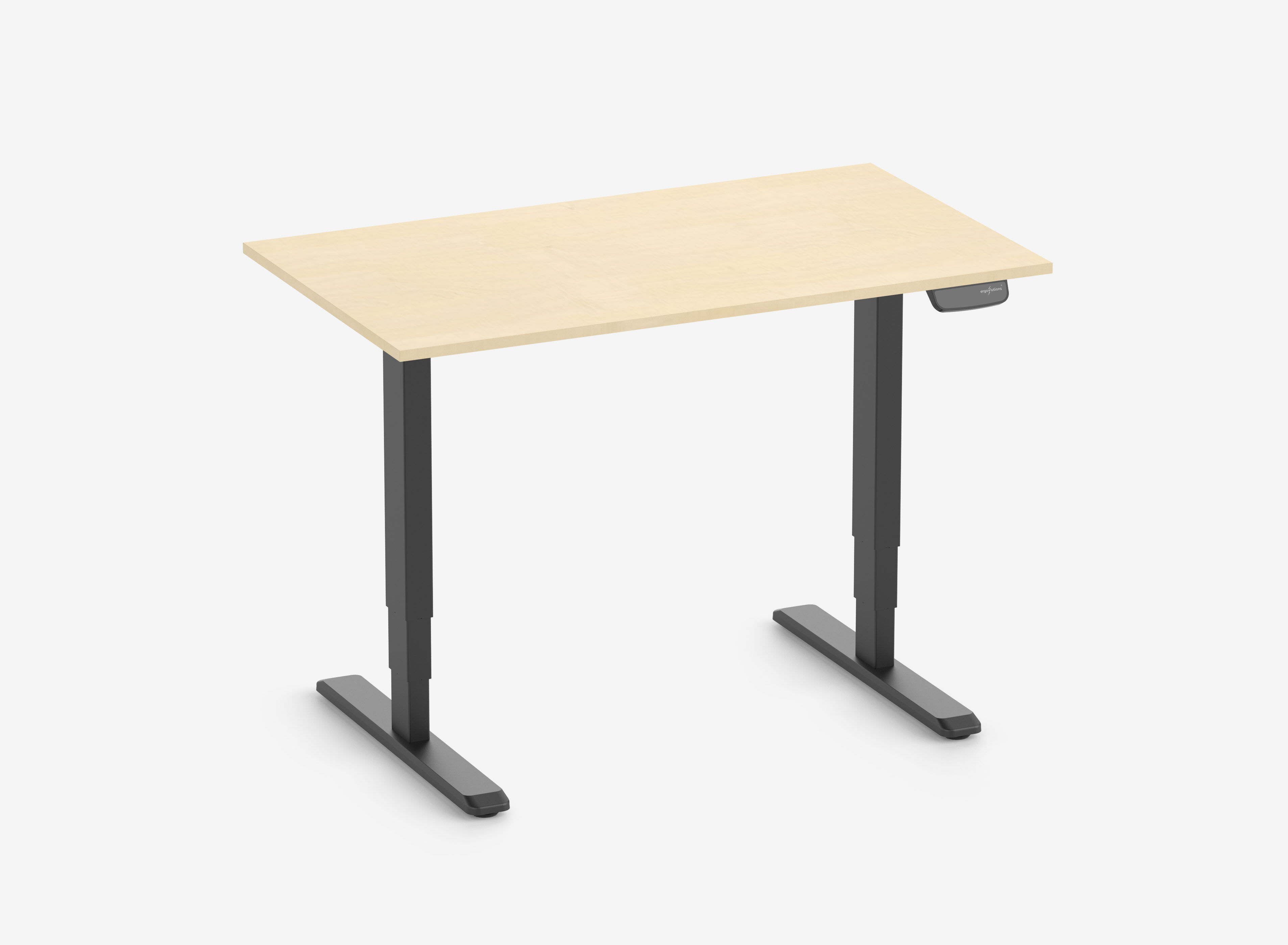 PRIMUS Rechteckschreibtisch, Gestell Schwarz, Tischplatte 1200 x 700 x 19 mm Birke