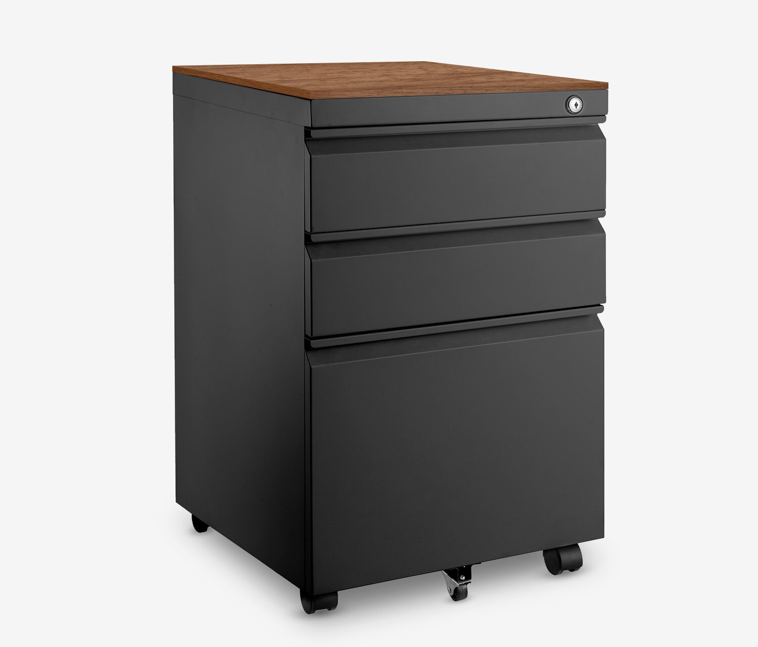 Metallrollcontainer Schwarz Nussbaum