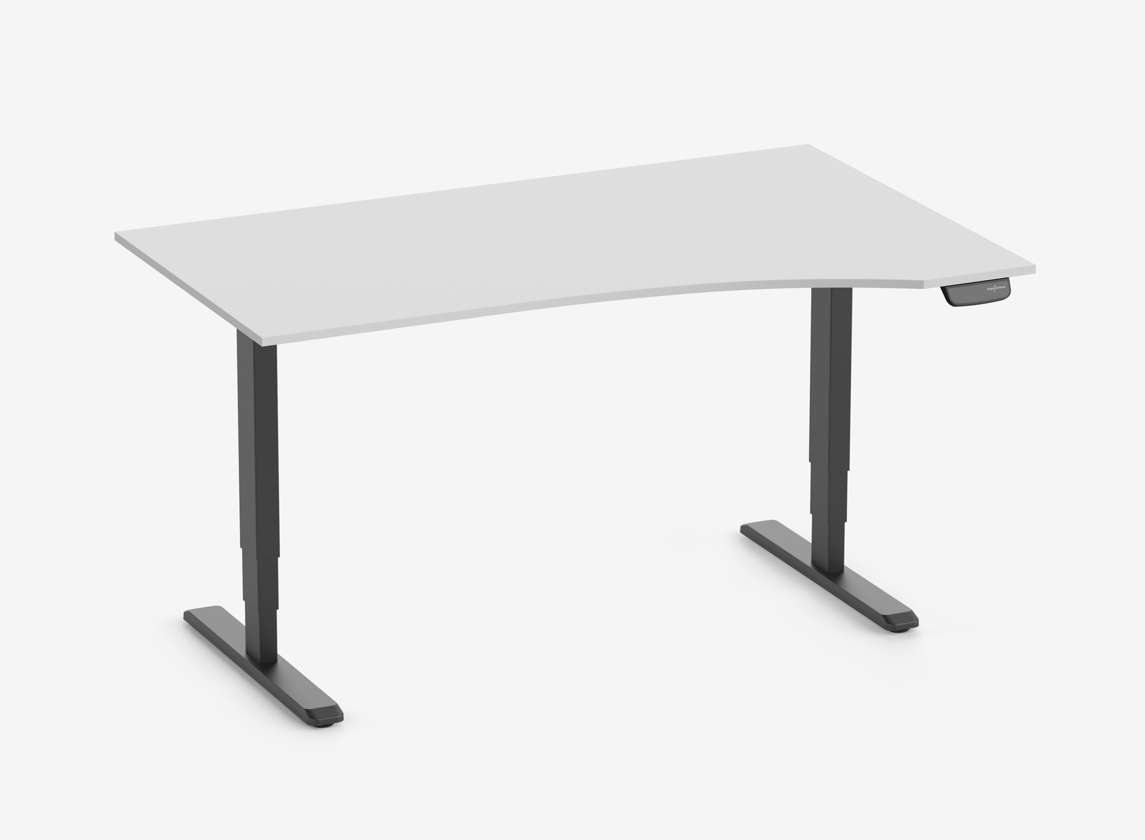 PRIMUS Freiformschreibtisch, Gestell Schwarz, Tischplatte 1600 x 800/1000 x 25 mm Lichtgrau, Ausführung Rechts