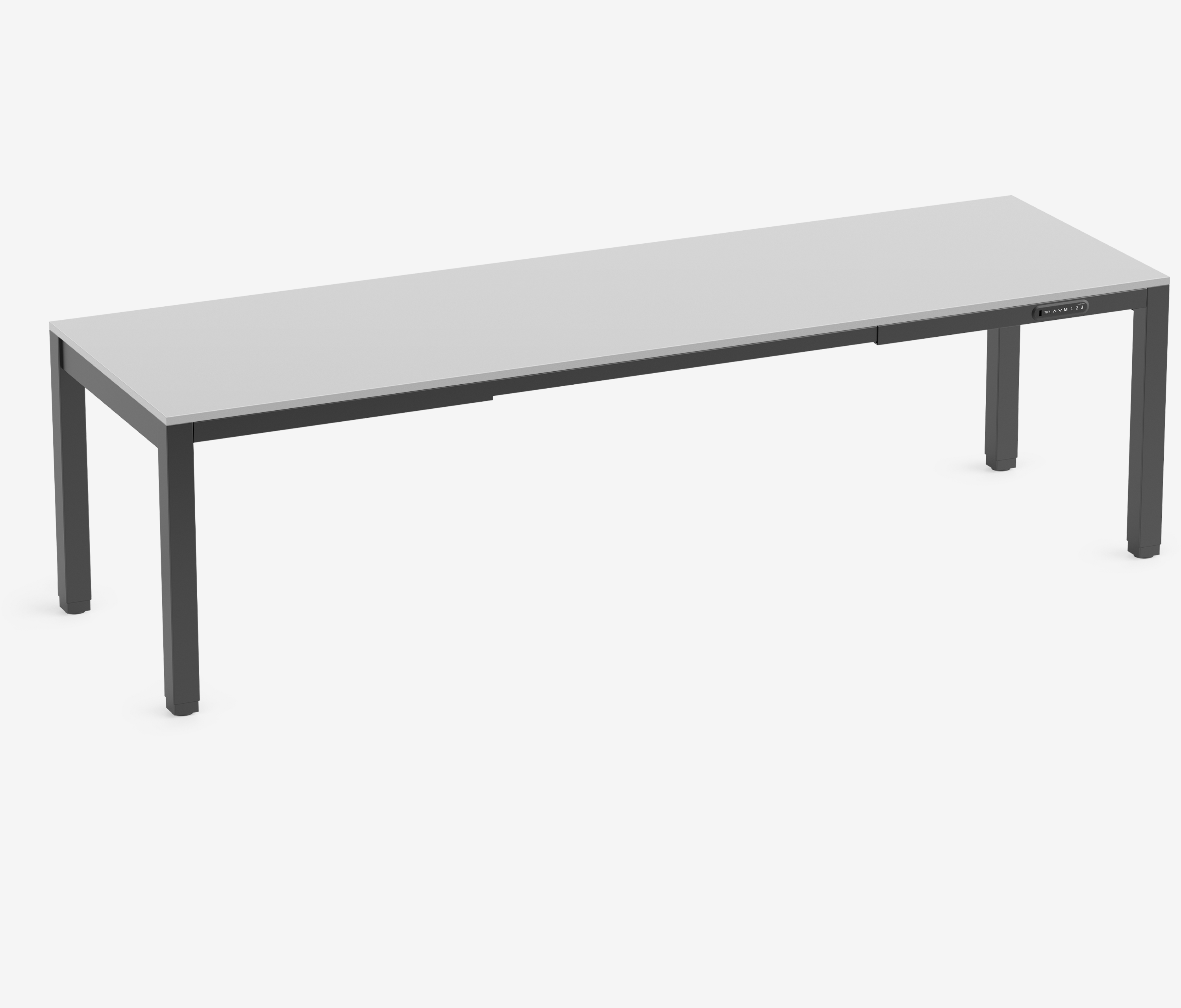PRIMUS 4-Bein Schreibtisch Schwarz Lichtgrau 2600 x 800 x 25 mm