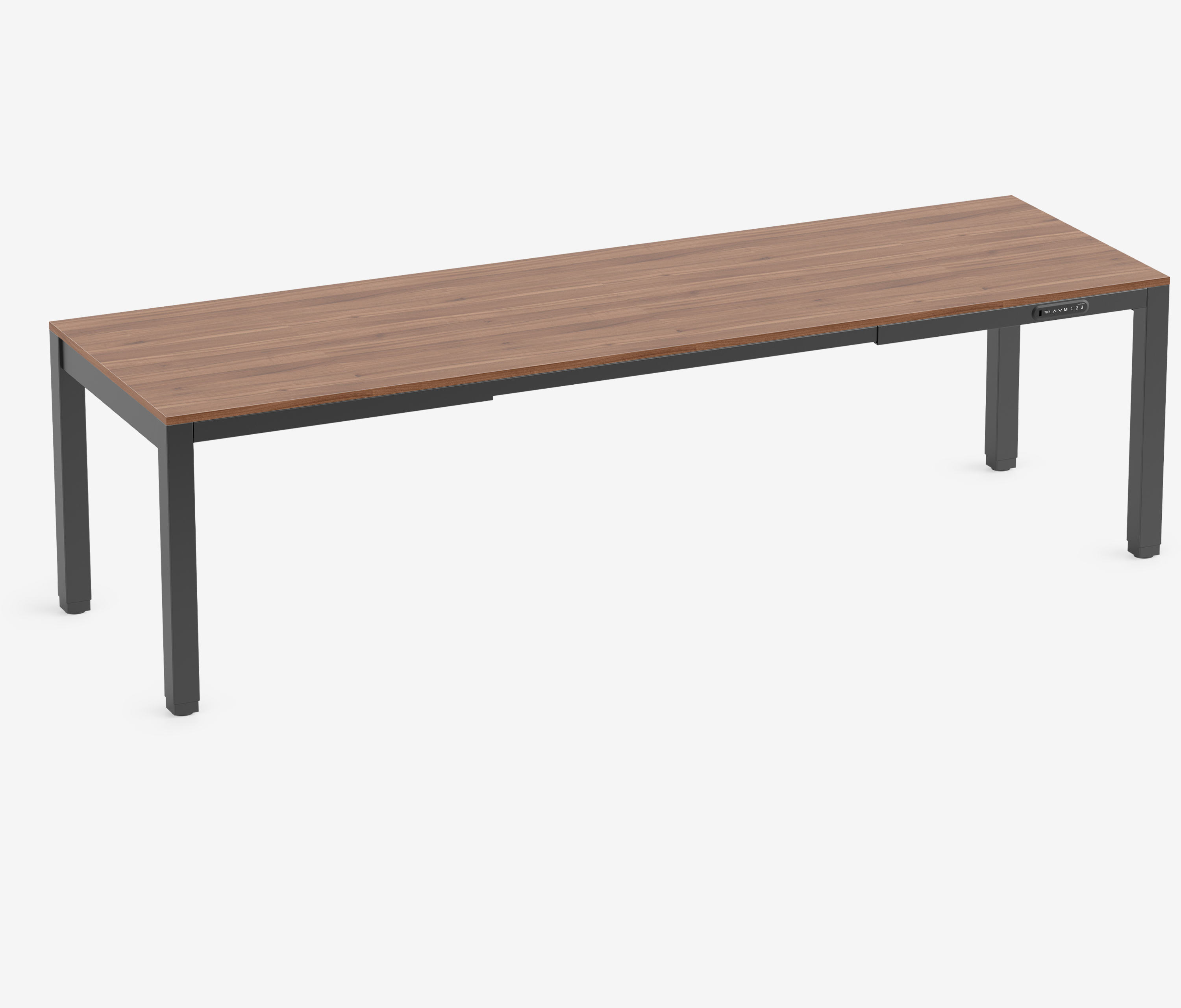 PRIMUS 4-Bein Schreibtisch Schwarz Nussbaum 2600 x 800 x 25 mm