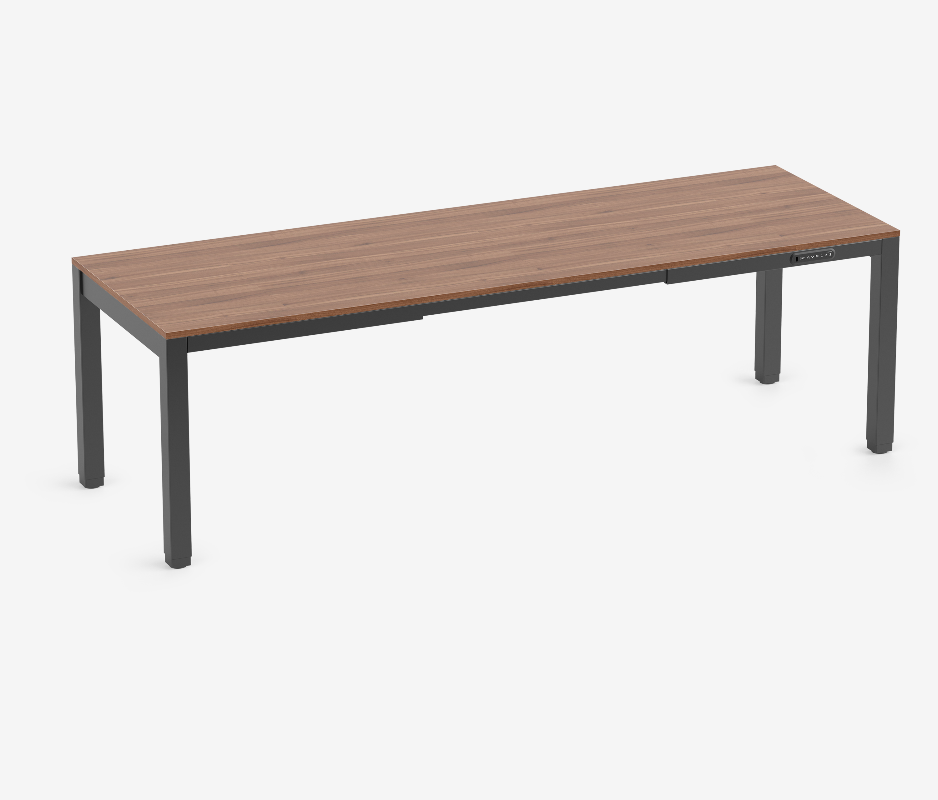 PRIMUS 4-Bein Schreibtisch Schwarz Nussbaum 2400 x 800 x 25 mm