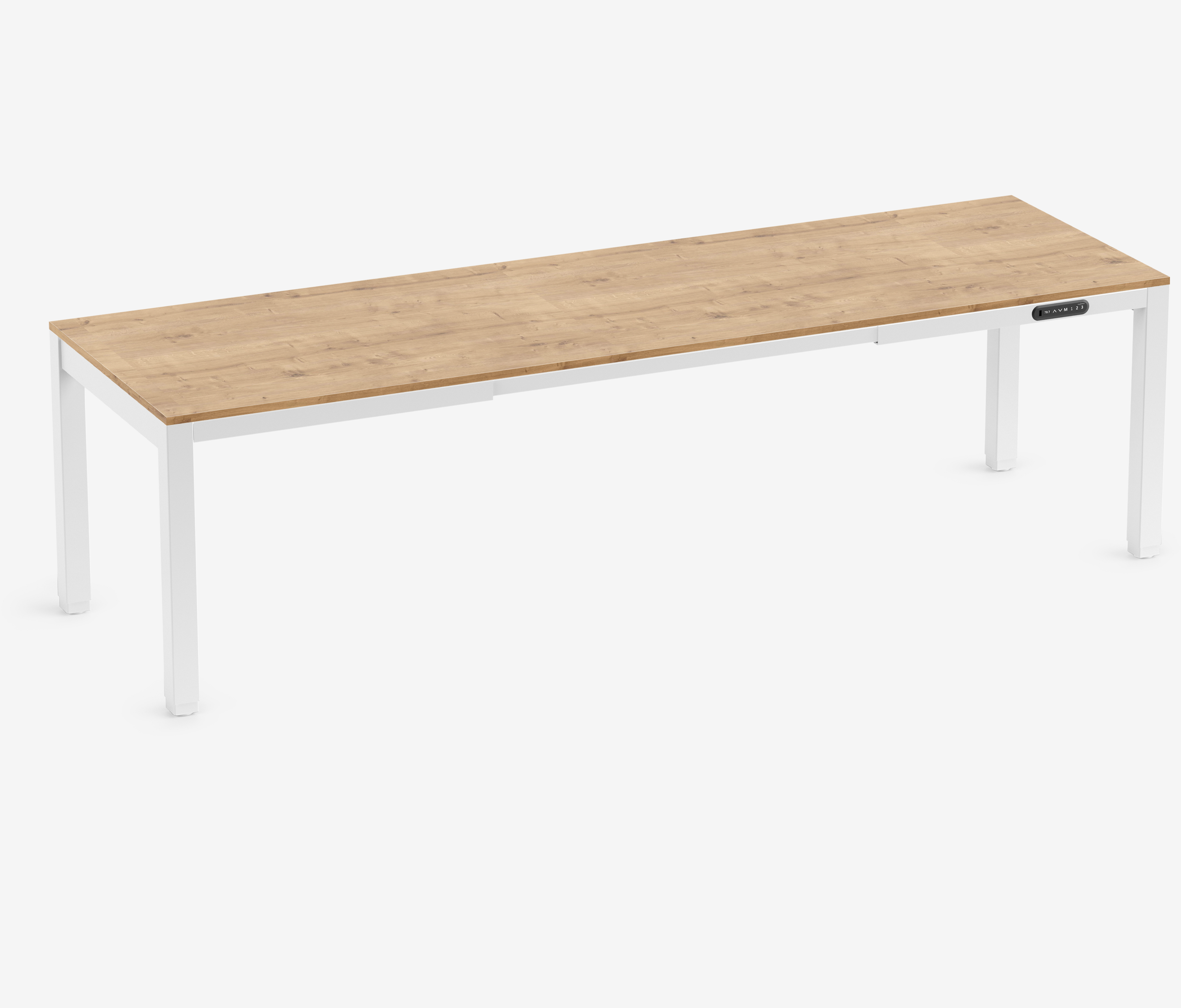 PRIMUS 4-Bein Schreibtisch Weiß Eiche 2600 x 800 x 25 mm 