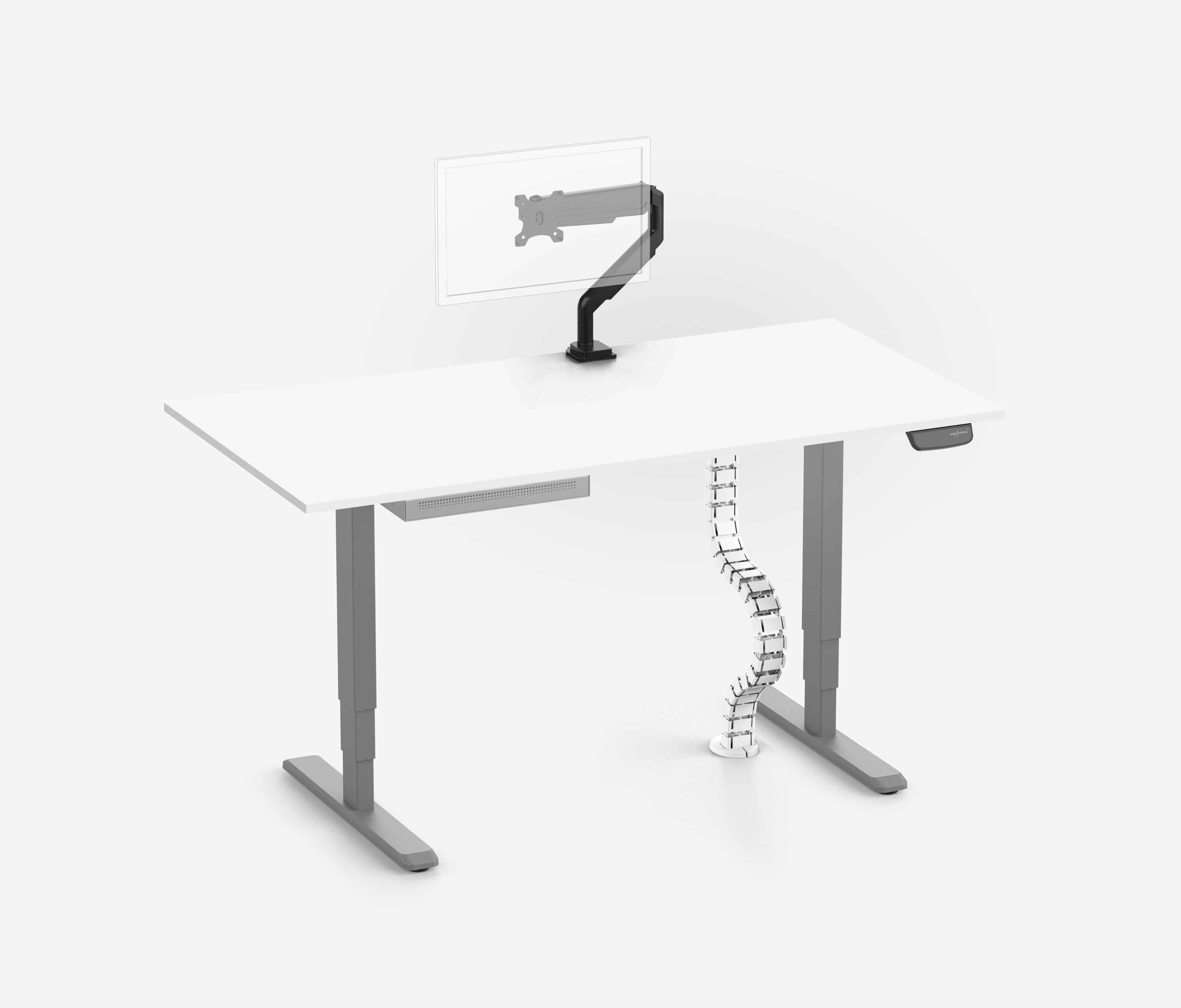 PRIMUS + Slimline Schublade, Kabelschlange & Halter 160x80 Grau Weiß