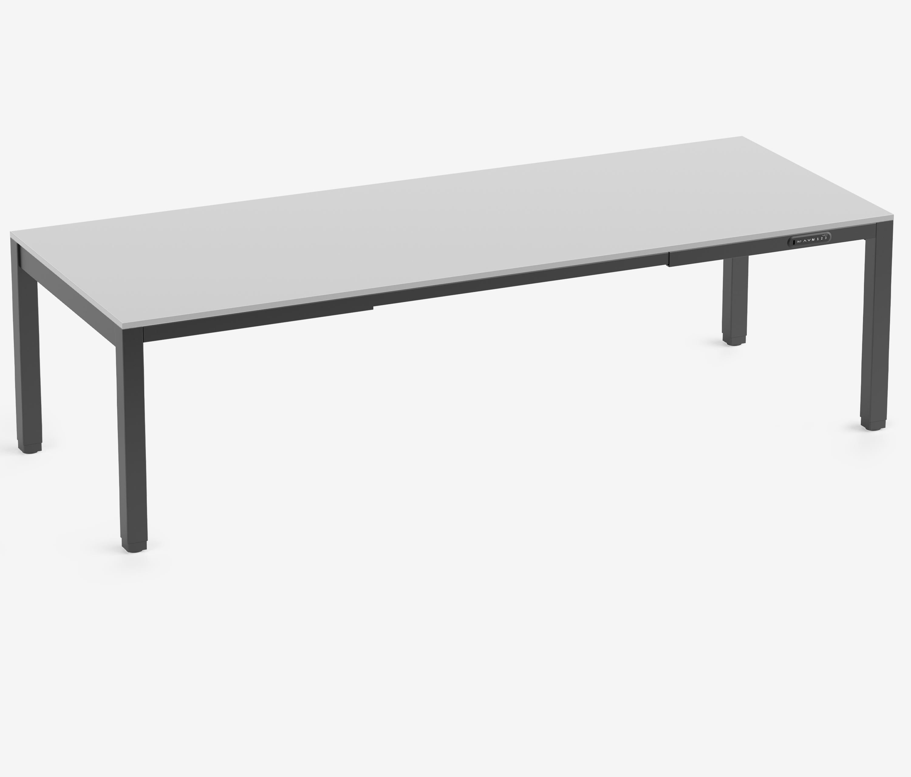 PRIMUS 4-Bein Schreibtisch Schwarz Lichtgrau 2600 x 1000 x 25 mm 