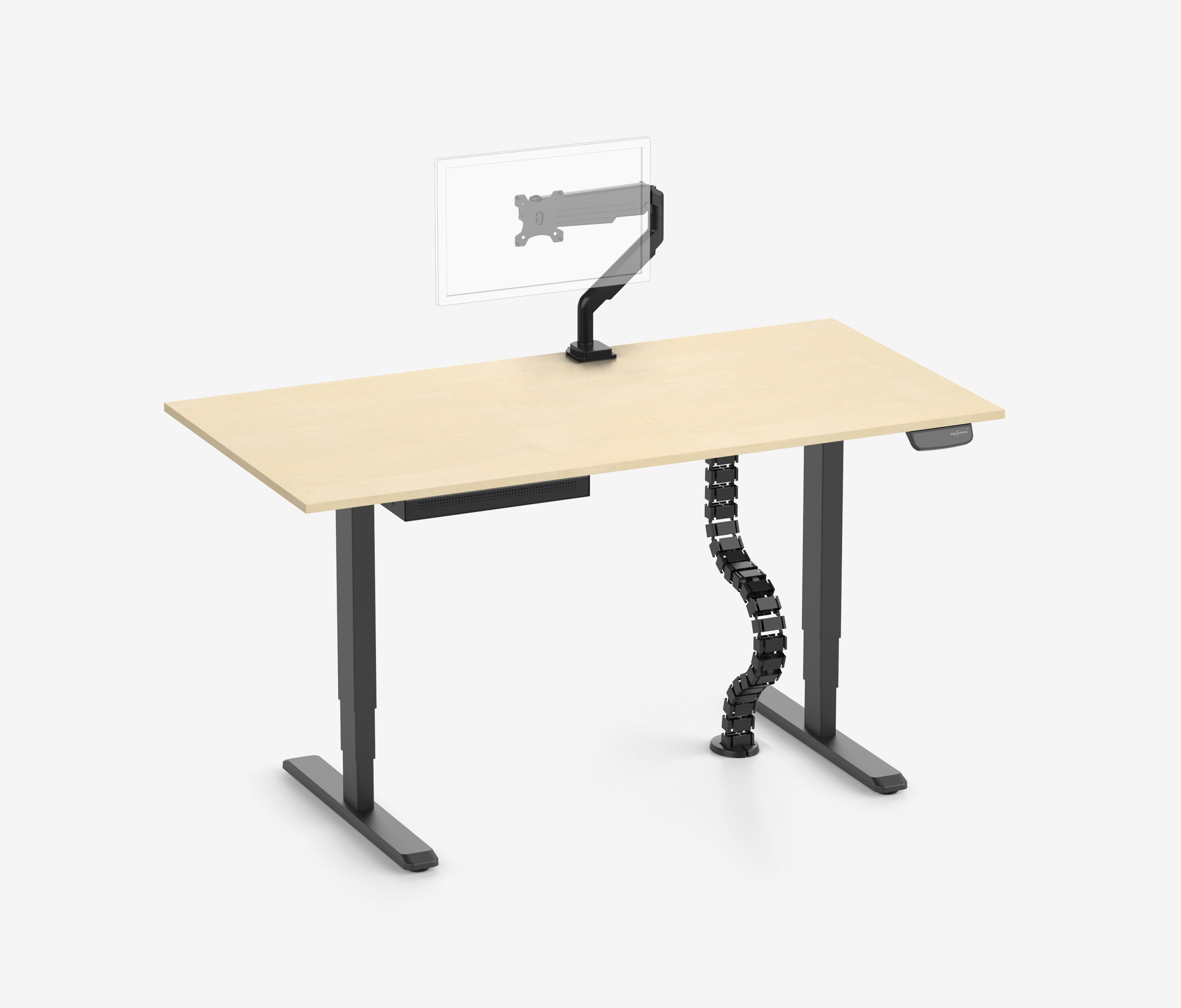 PRIMUS + Slimline Schublade, Kabelschlange & Halter 160x80 Schwarz Birke