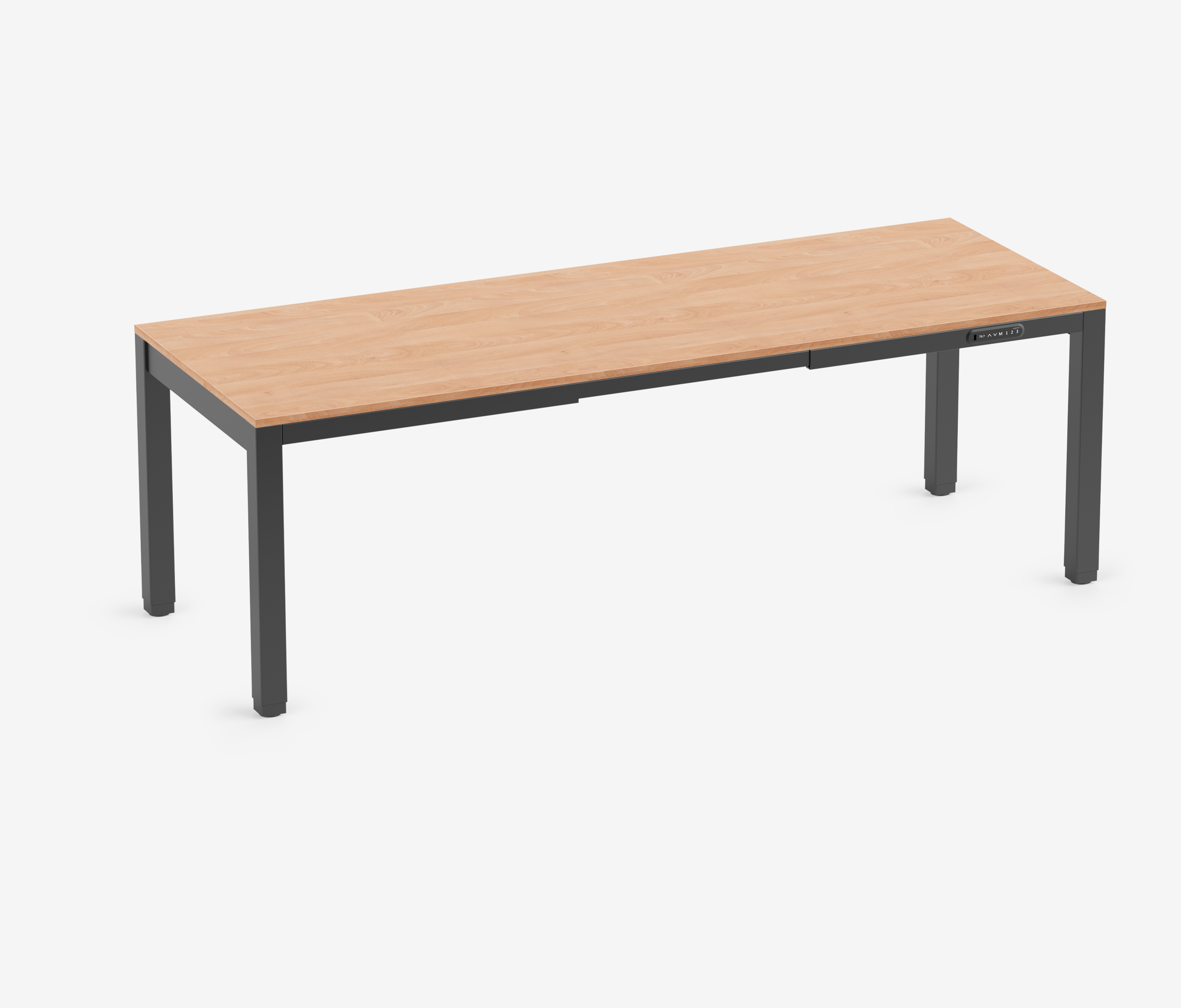PRIMUS 4-Bein Schreibtisch Schwarz Buche 2200 x 800 x 25 mm 