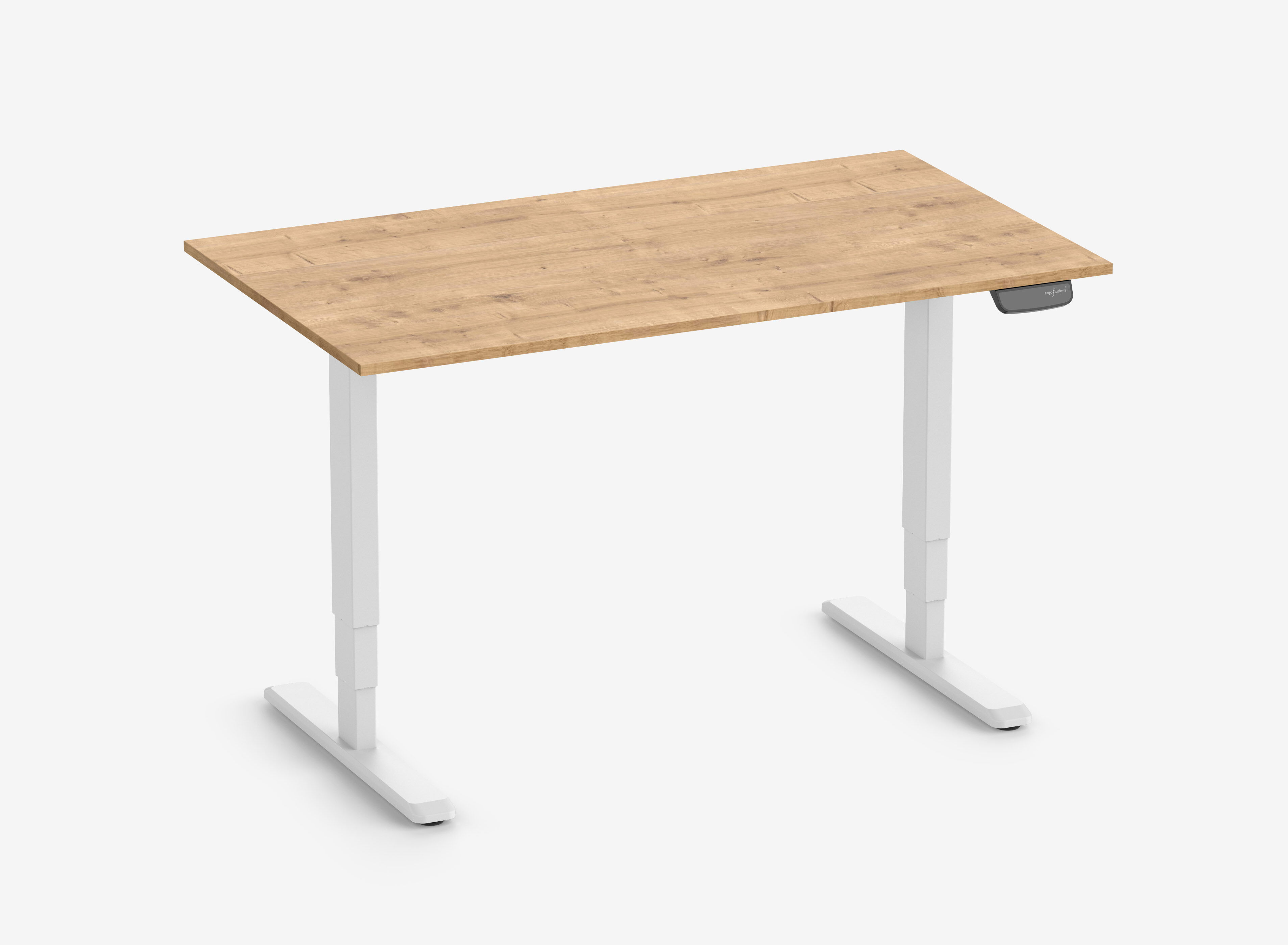 PRIMUS Rechteckschreibtisch, Gestell Weiß, Tischplatte 1400 x 800 x 19 mm Eiche
