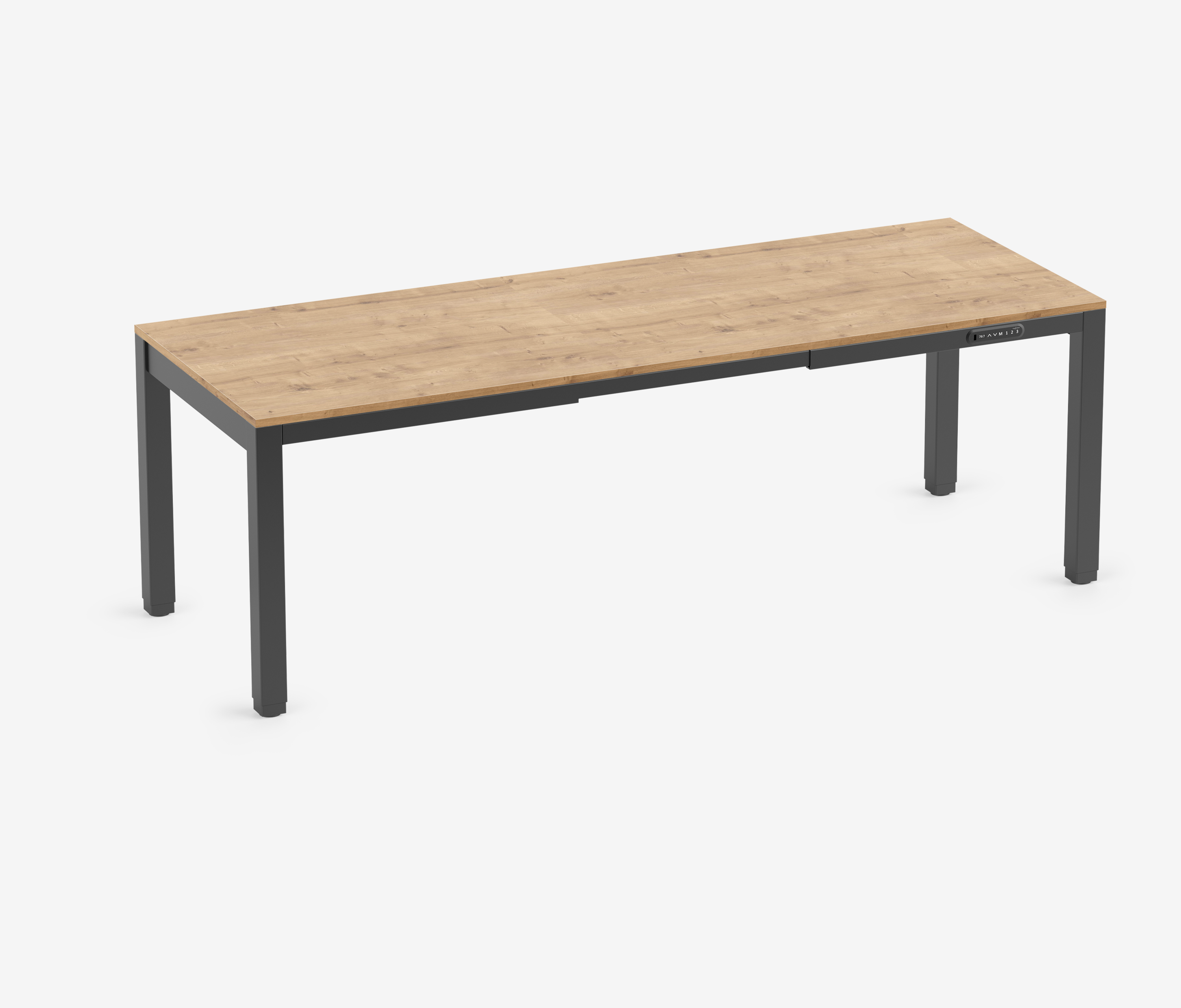 PRIMUS 4-Bein Schreibtisch Schwarz Eiche 2200 x 800 x 25 mm 
