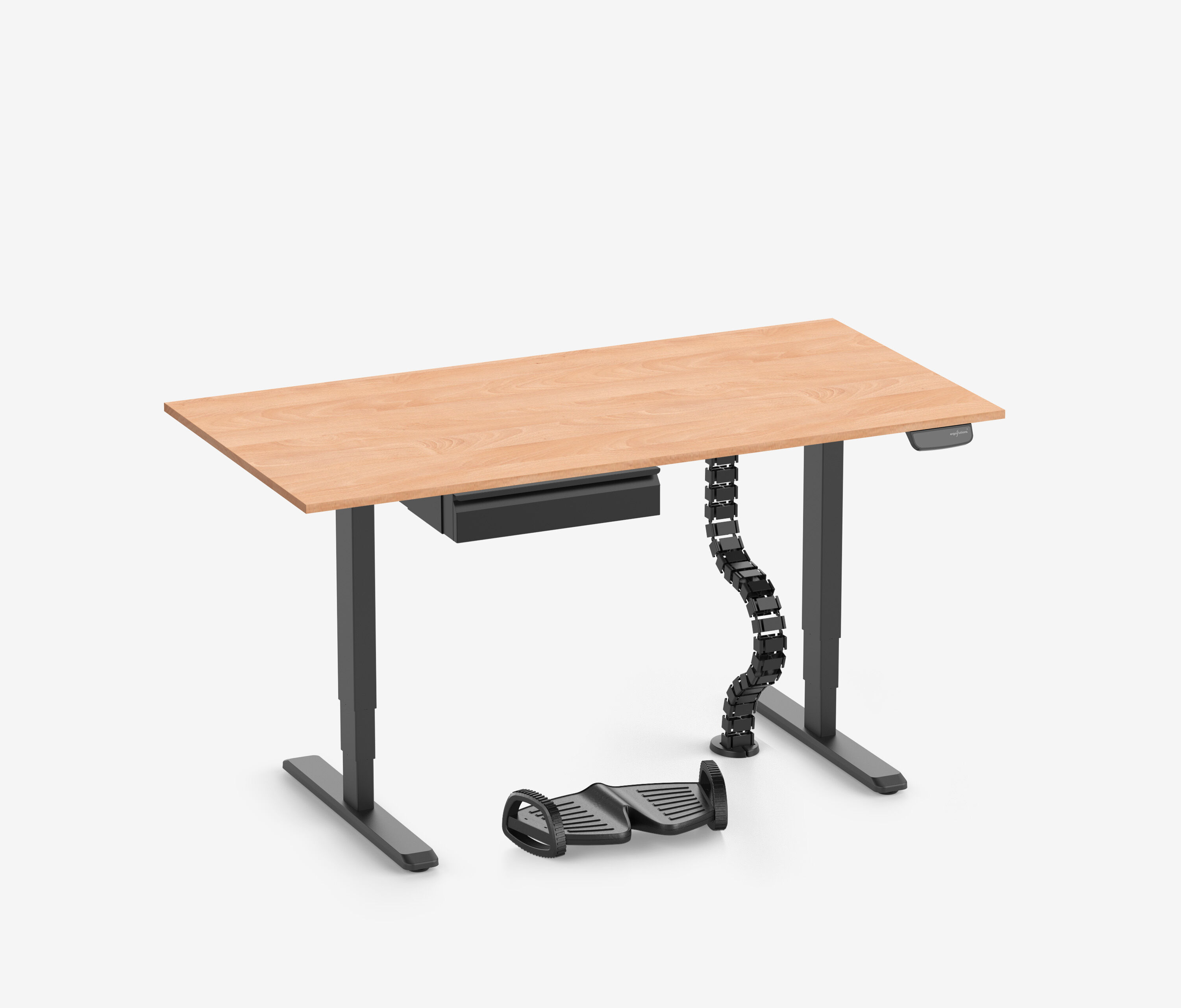 PRIMUS + Schublade, Kabelschlange & Fußstütze 160x80 Schwarz Buche