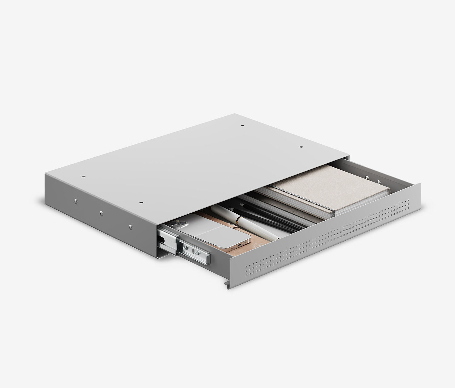 Untertisch Schublade Slimline Grau
