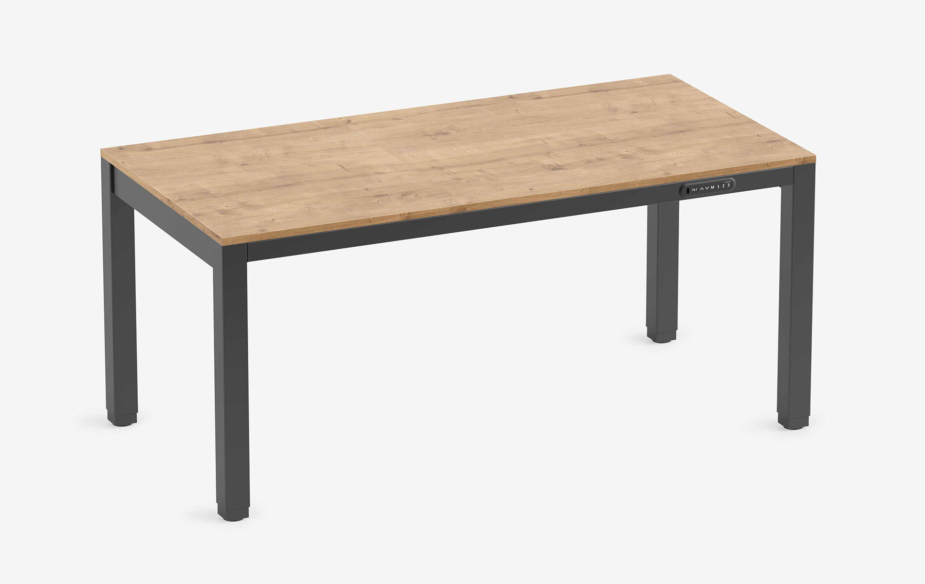 PRIMUS 4-Bein Schreibtisch Schwarz Eiche 1600 x 800 x 25 mm 