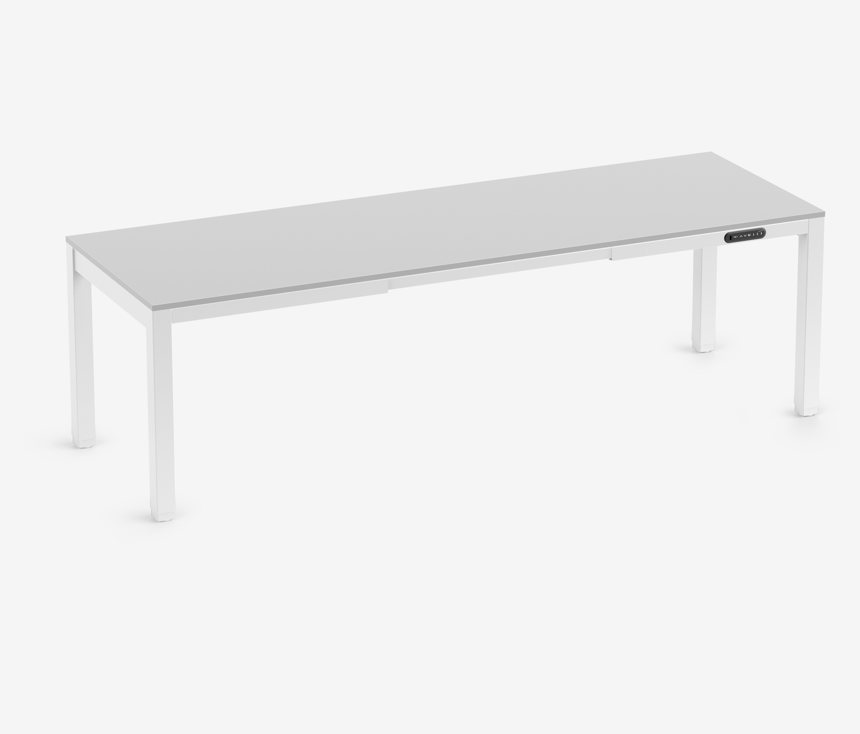 PRIMUS 4-Bein Schreibtisch Weiß Lichtgrau 2400 x 800 x 25 mm 