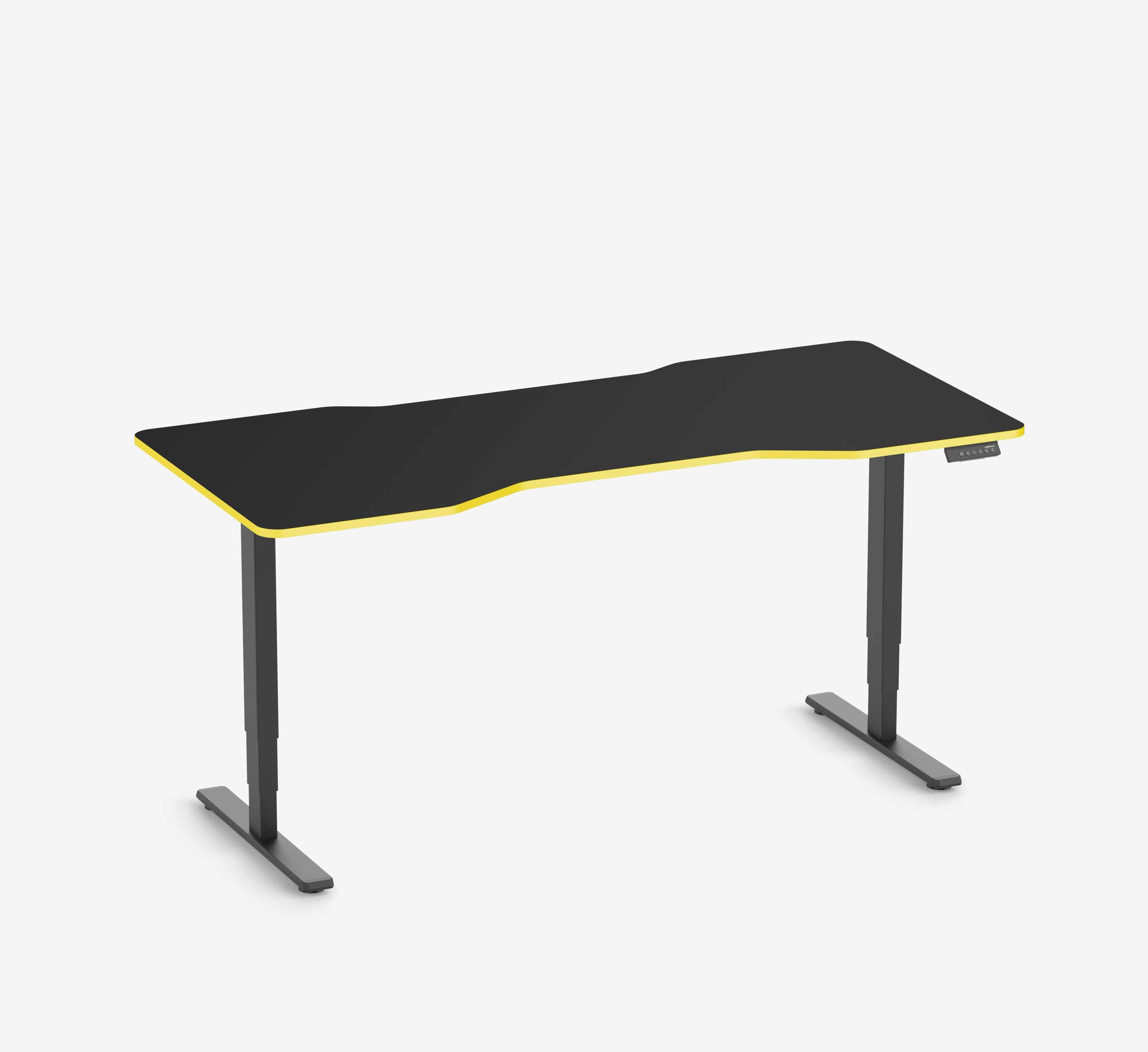 FOKUS Gamingschreibtisch Schwarz 180x80 Cockpit Yellow Cab 