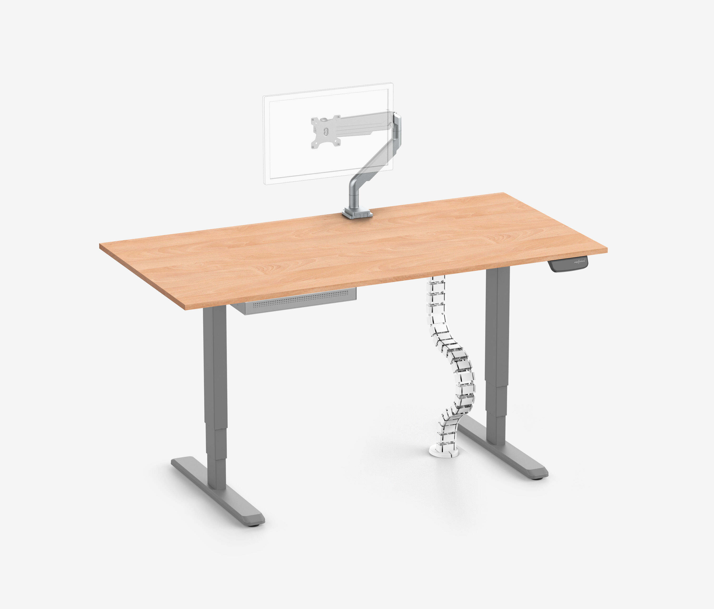 PRIMUS + Slimline Schublade, Kabelschlange & Halter 160x80 Grau Buche