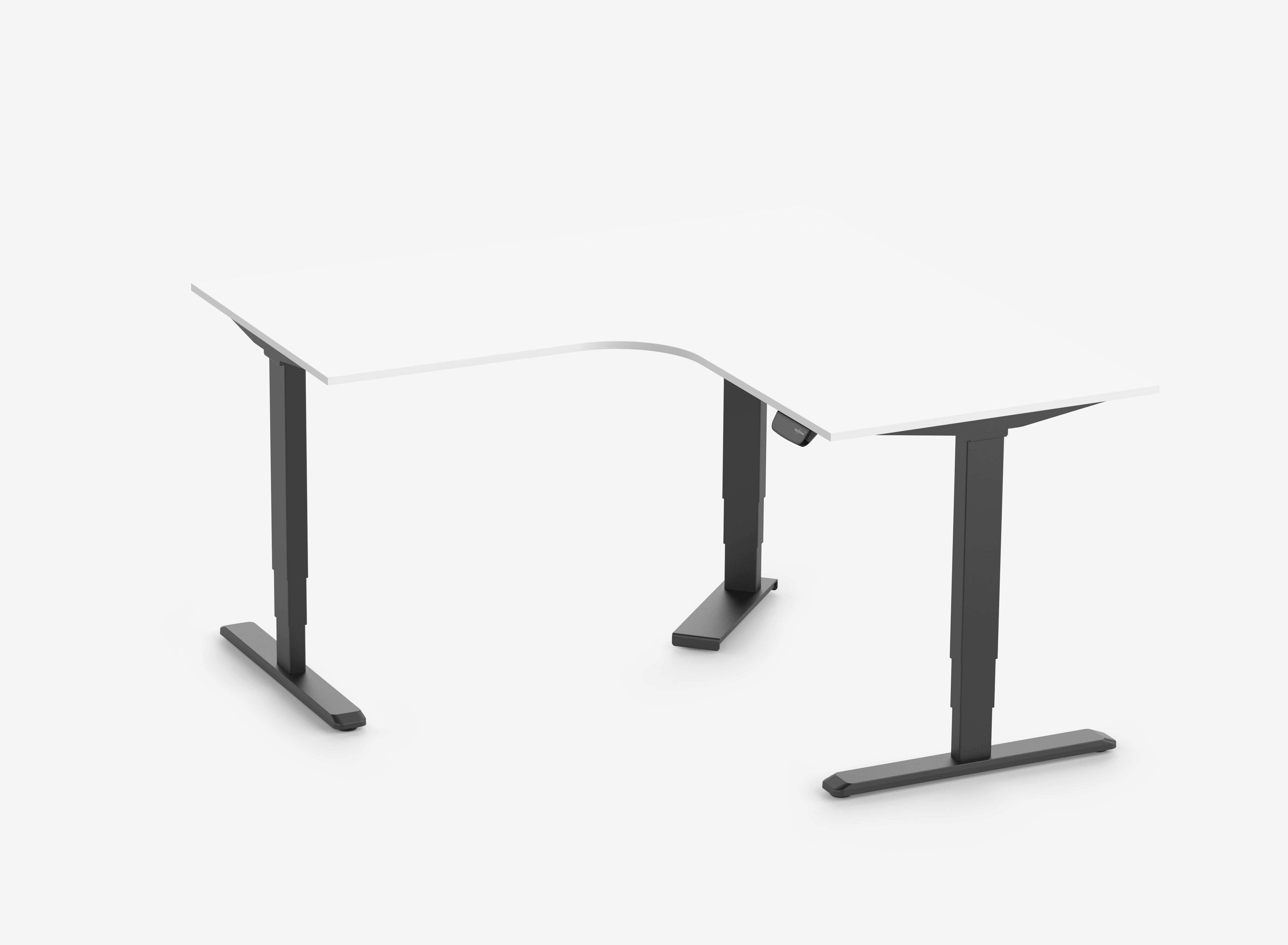PRIMUS Eckschreibtisch, Gestell Schwarz, Tischplatte 1600/800 x 1600/800 x 25 mm Topweiß