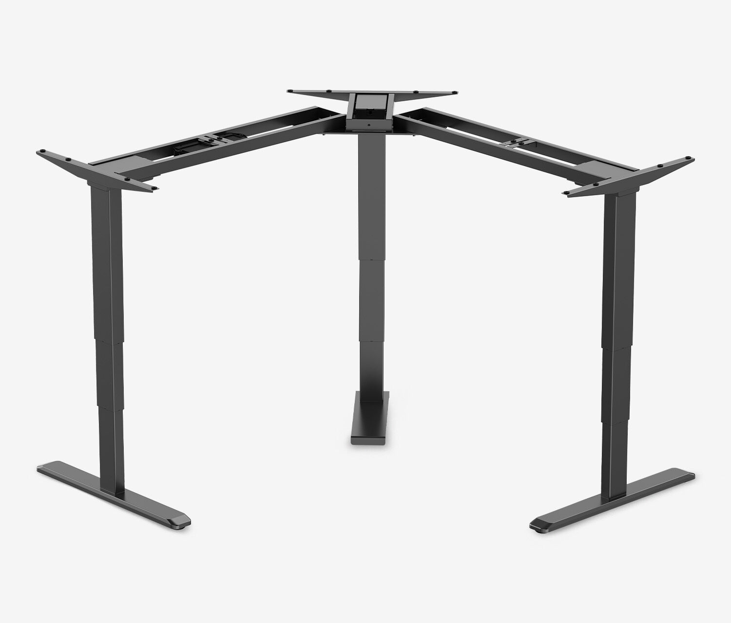 PRIMUS Eckschreibtisch, Gestell Schwarz, Tischplatte 1600/800 x 1600/800 x 25 mm Topweiß