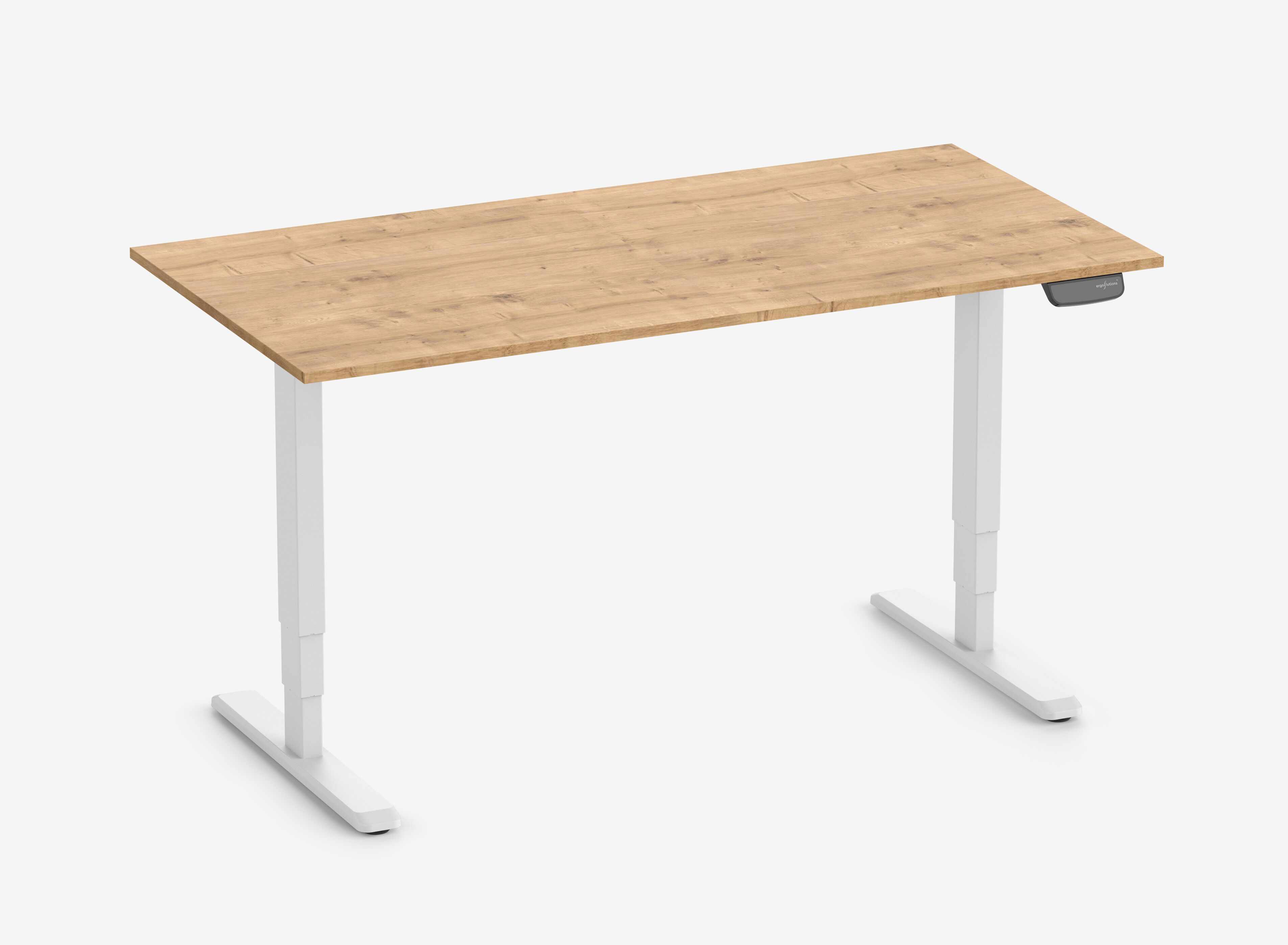 PRIMUS Rechteckschreibtisch, Gestell Weiß, Tischplatte 1600 x 800 x 19 mm Eiche