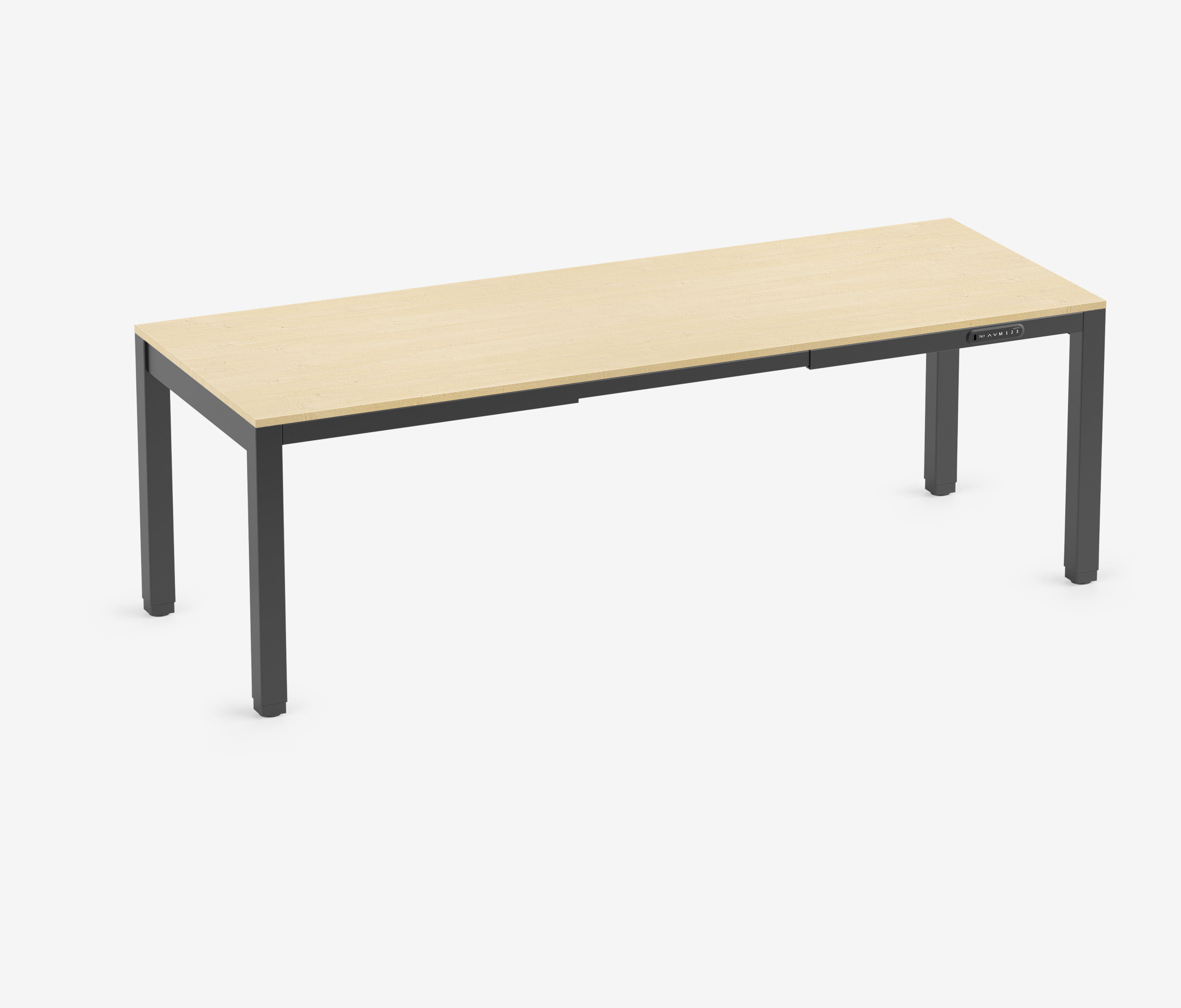 PRIMUS 4-Bein Schreibtisch Schwarz Birke 2200 x 800 x 25 mm 