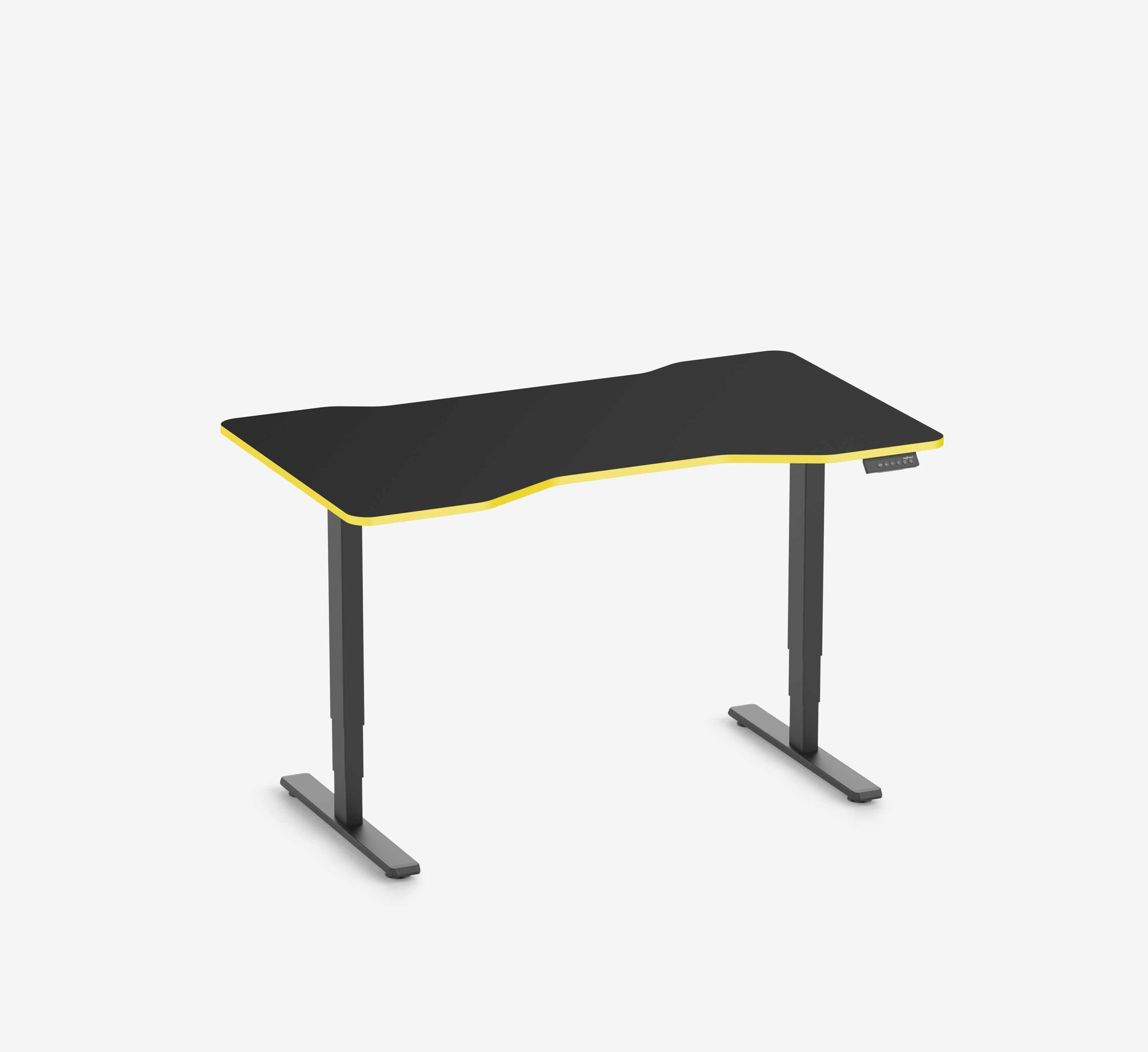 FOKUS Gamingschreibtisch Schwarz 140x80 Cockpit Yellow Cab 