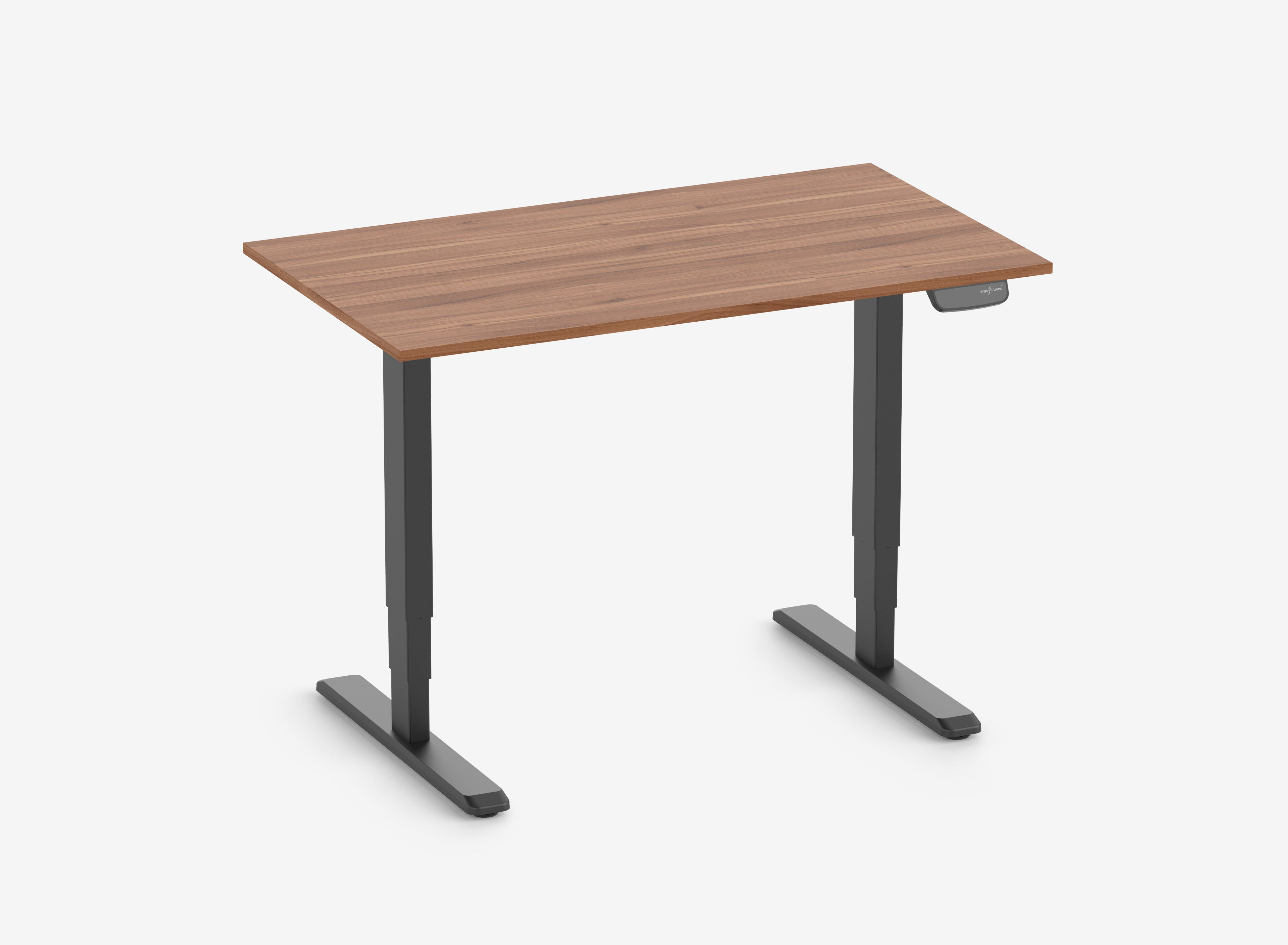 PRIMUS Rechteckschreibtisch, Gestell Schwarz, Tischplatte 1200 x 700 x 19 mm Nussbaum