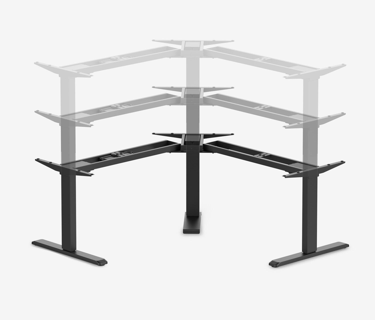 PRIMUS Eckschreibtisch, Gestell Schwarz, Tischplatte 1600/800 x 1600/800 x 25 mm Topweiß