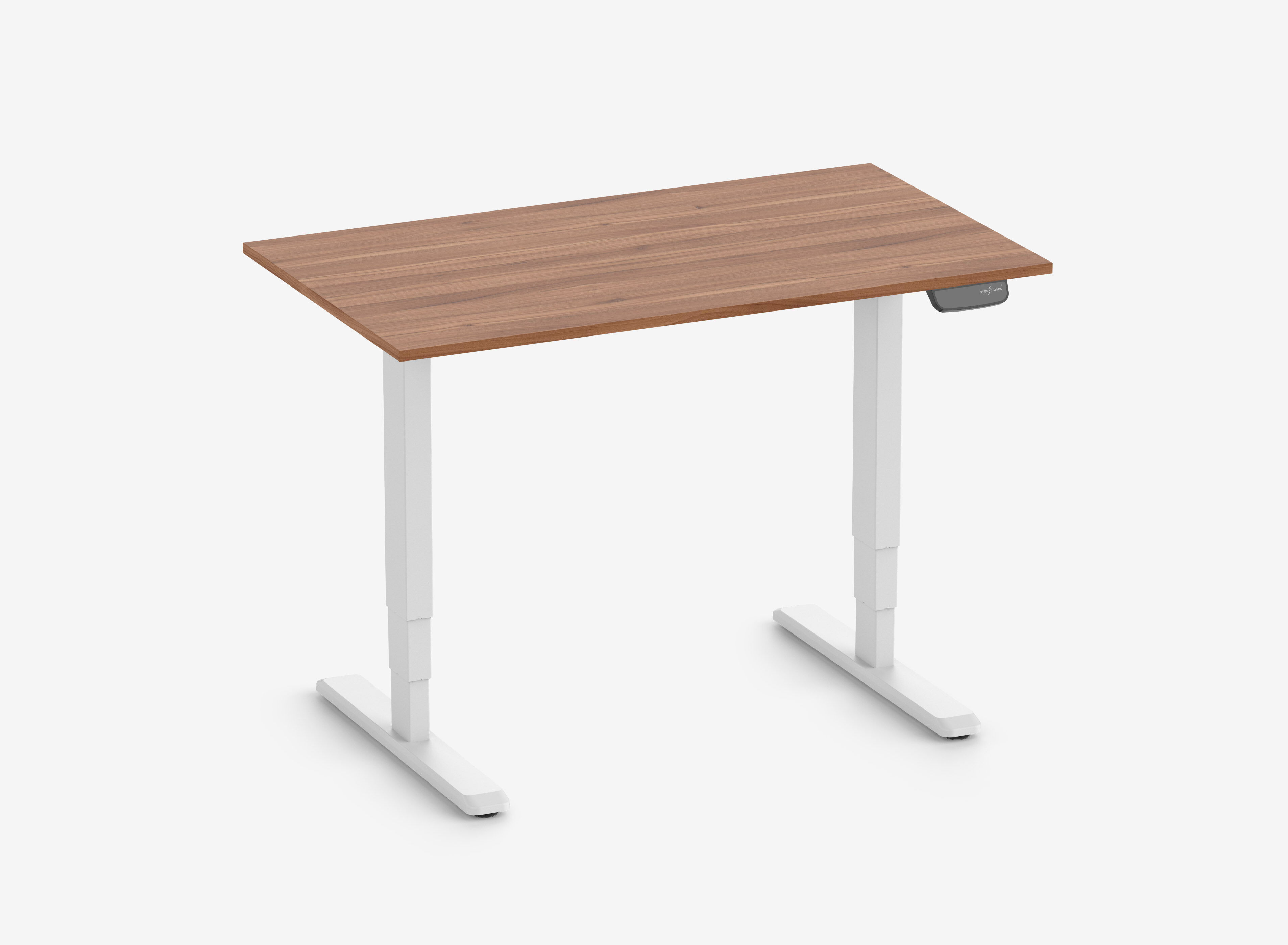 PRIMUS Speed Rechteckschreibtisch, Gestell Weiß, Tischplatte 1200 x 700 x 19 mm Nussbaum