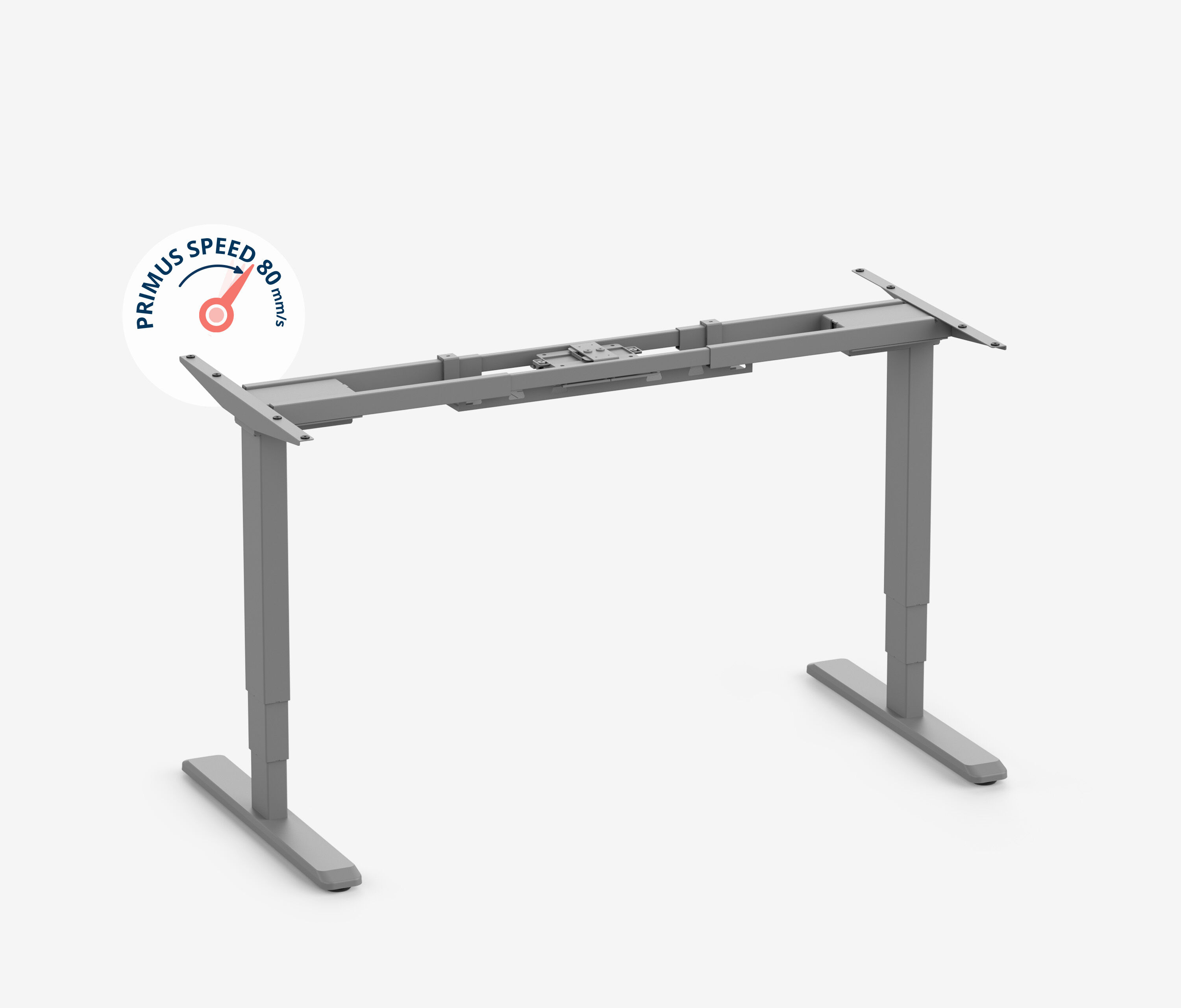 PRIMUS Speed Rechteckschreibtisch, Gestell Grau, Tischplatte 1200 x 700 x 19 mm Lichtgrau
