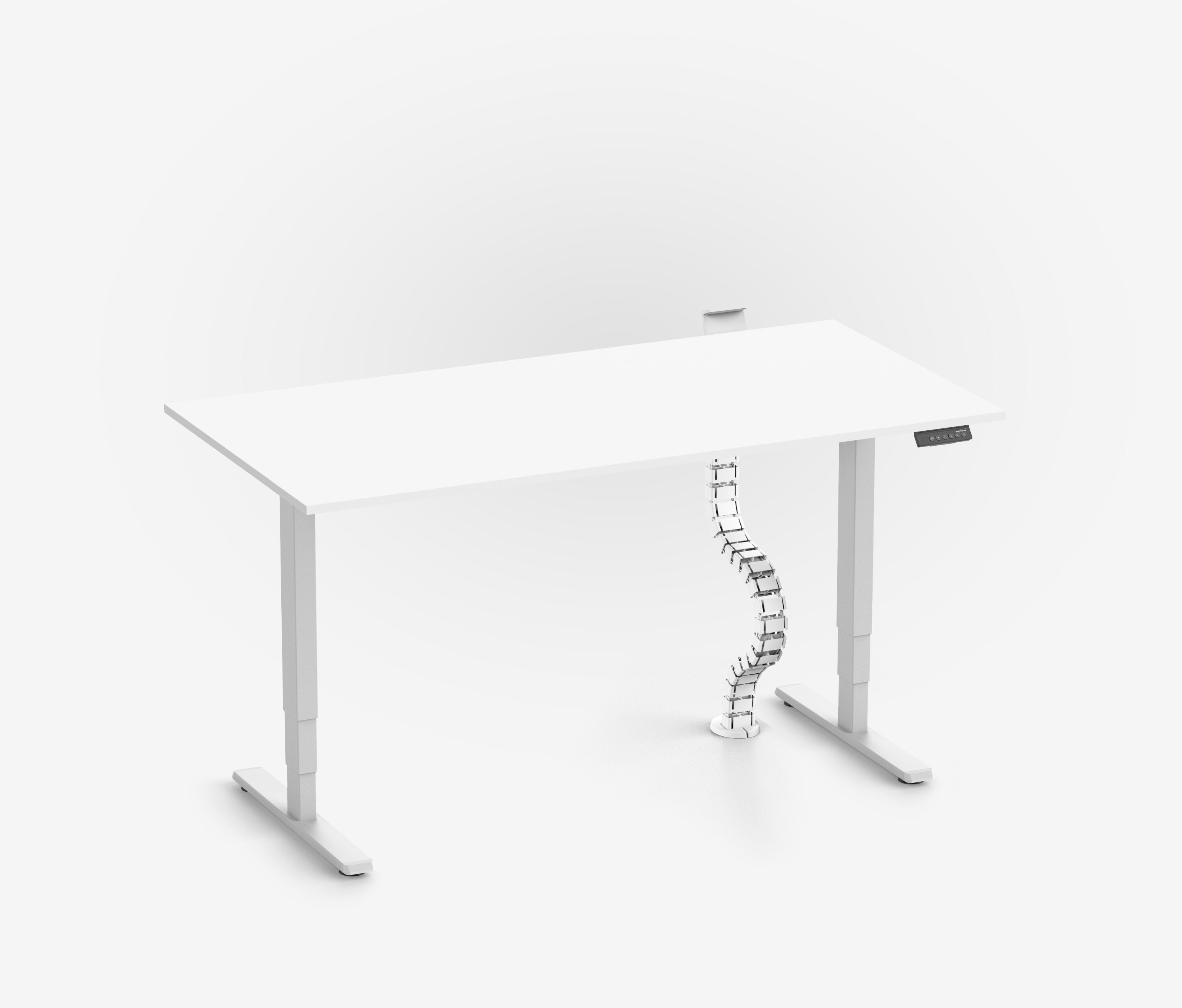 FOKUS Schreibtisch + Steckleistenhalter + Kabelschlange Weiß Weiß 120x70