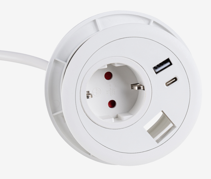 Einlass Steckdose mit 2 fach USB Lader Weiß