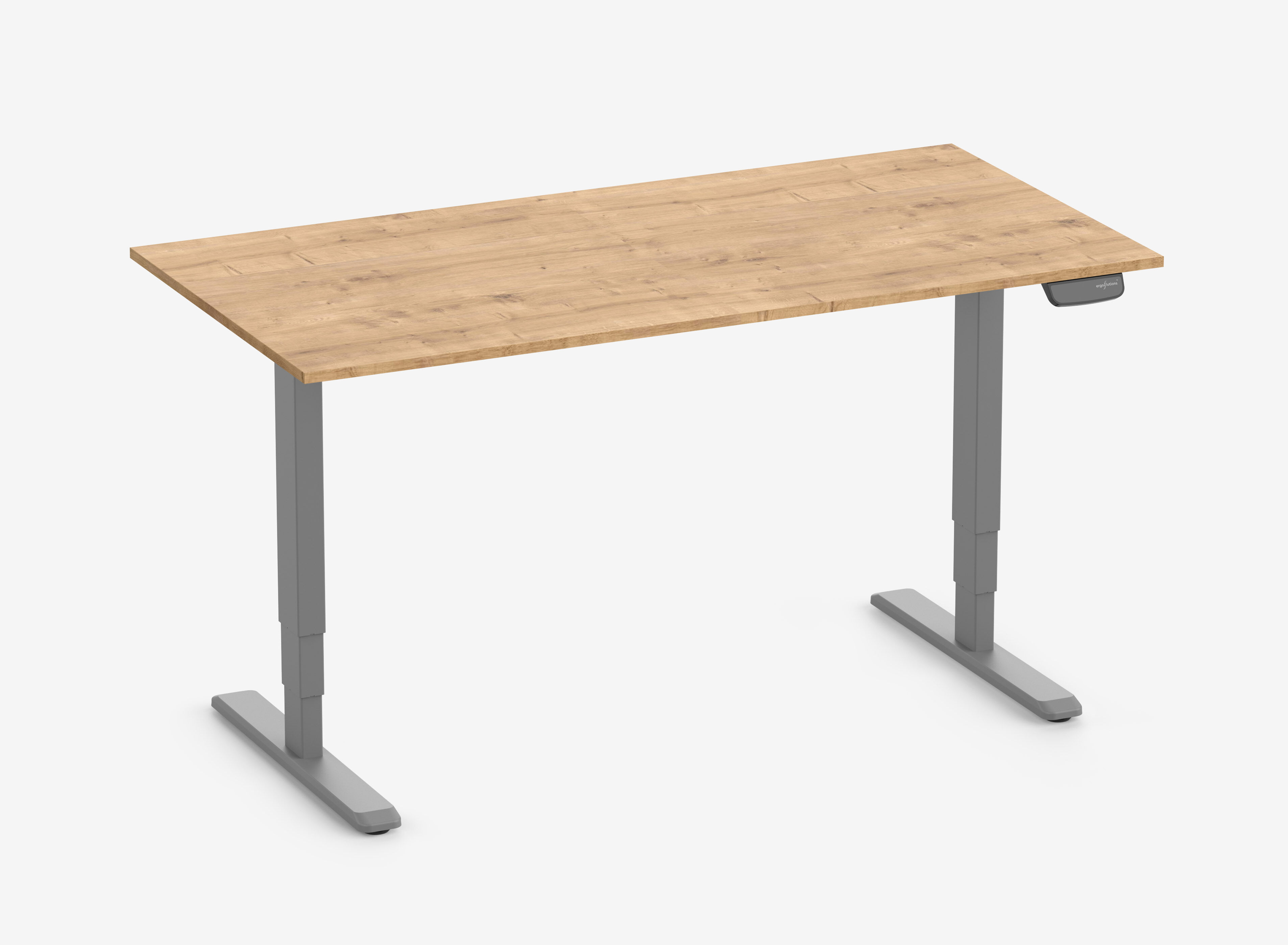 PRIMUS Rechteckschreibtisch, Gestell Grau, Tischplatte 1600 x 800 x 19 mm Eiche