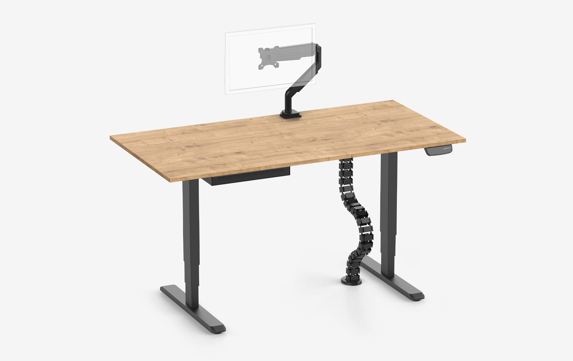 PRIMUS Schreibtisch + Slimline Schublade, Kabelschlange & Halter