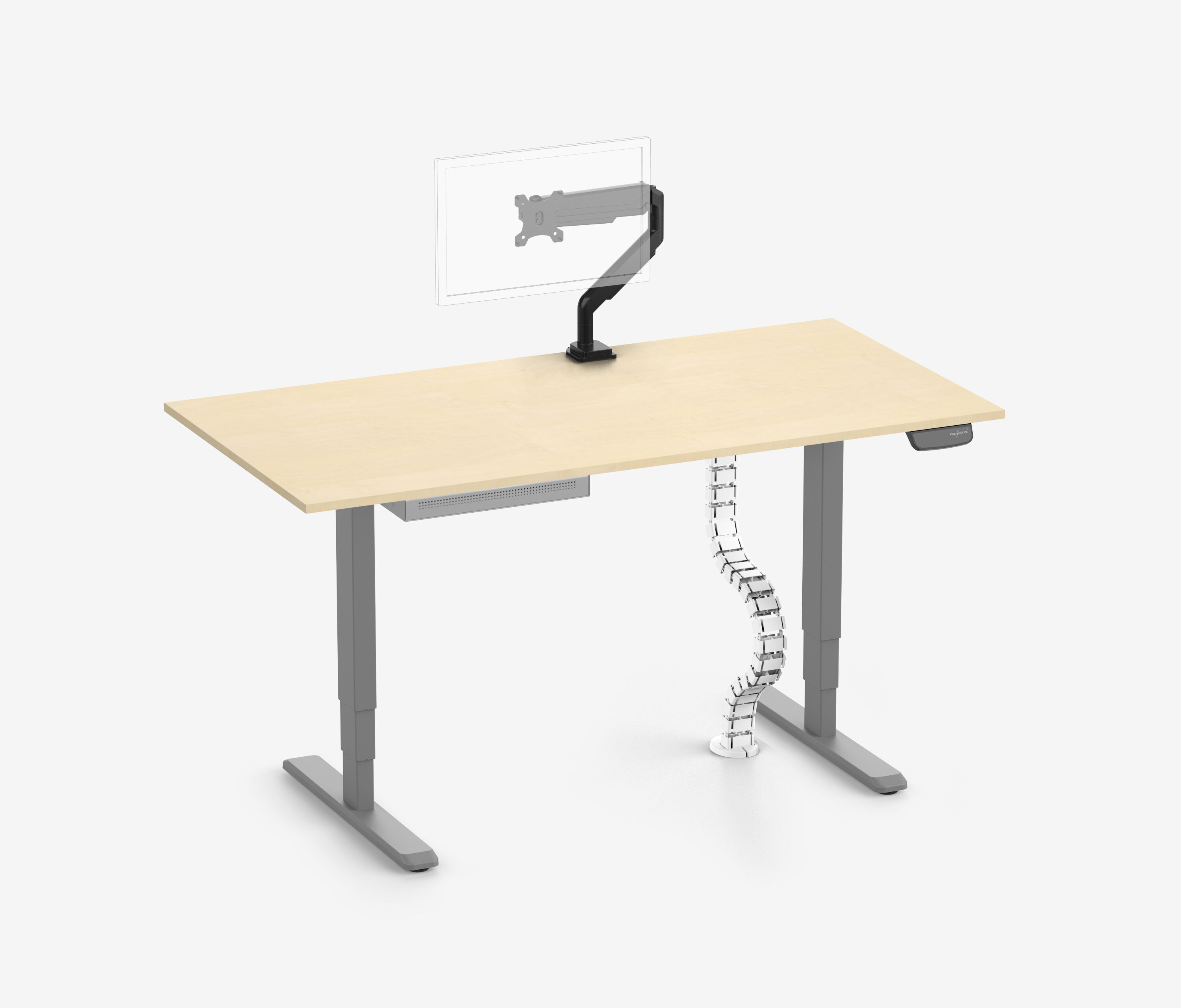 PRIMUS + Slimline Schublade, Kabelschlange & Halter 160x80 Grau Birke