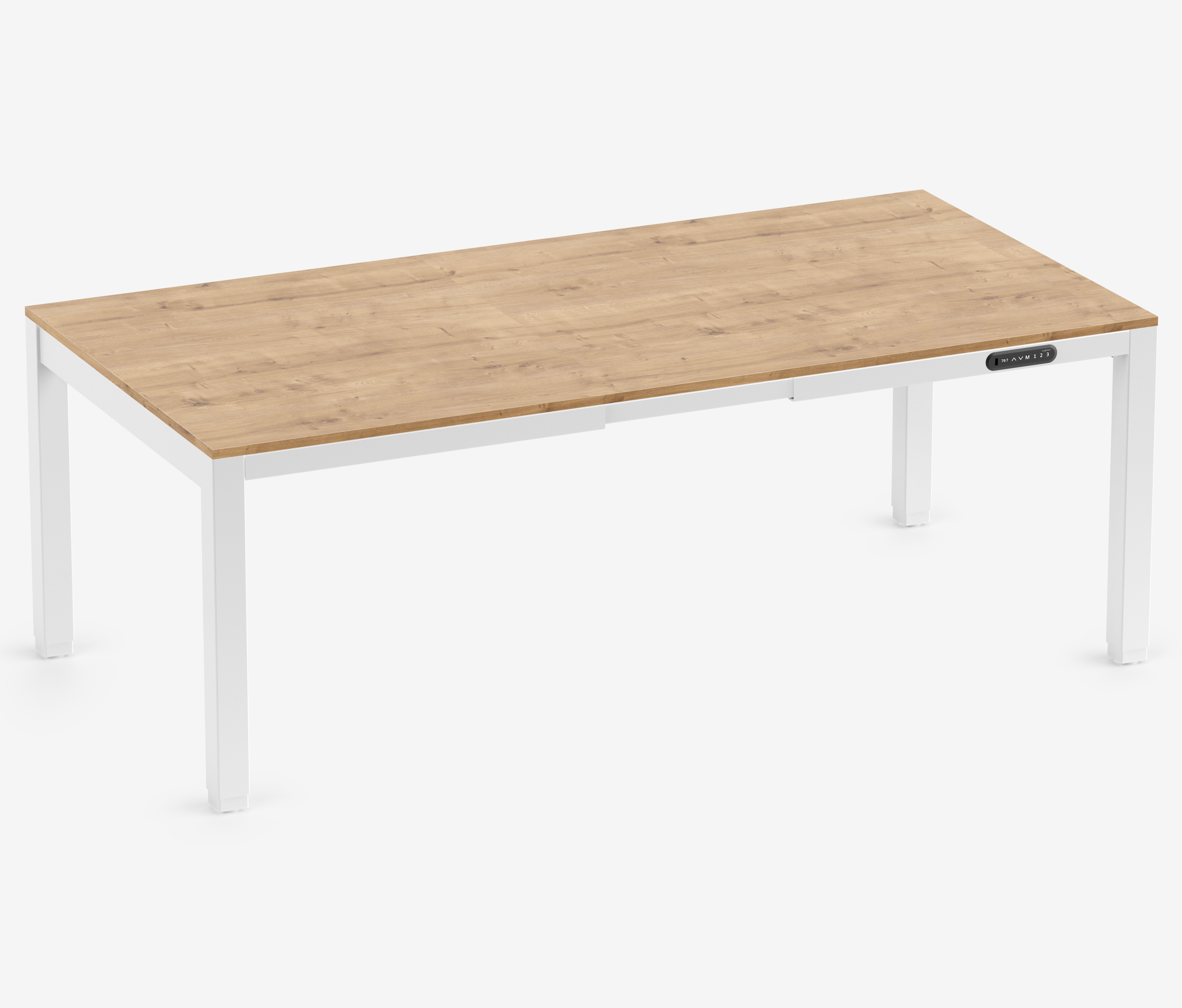 PRIMUS 4-Bein Schreibtisch Weiß Eiche 2000 x 1000 x 25 mm 