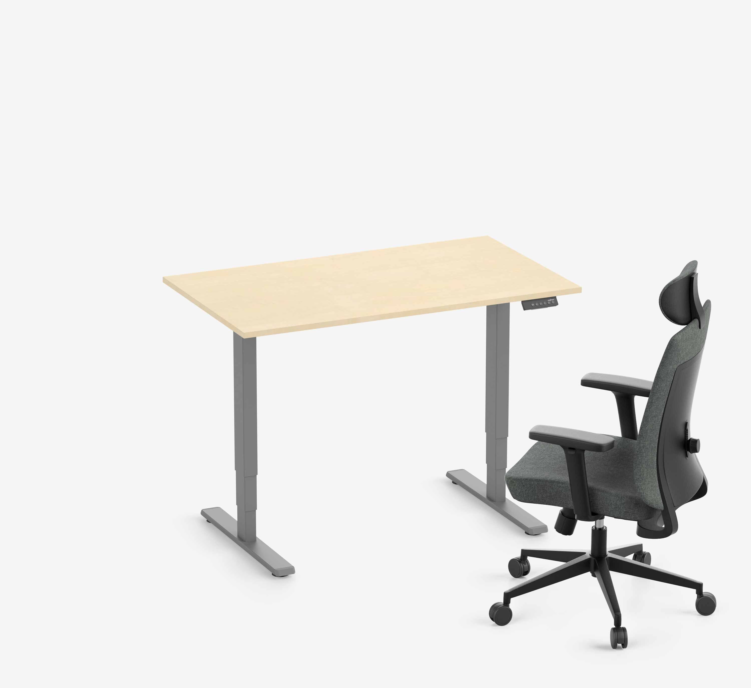 FOKUS + Stuhl Grau Birke Normal 1200 x 70 x 19 mm