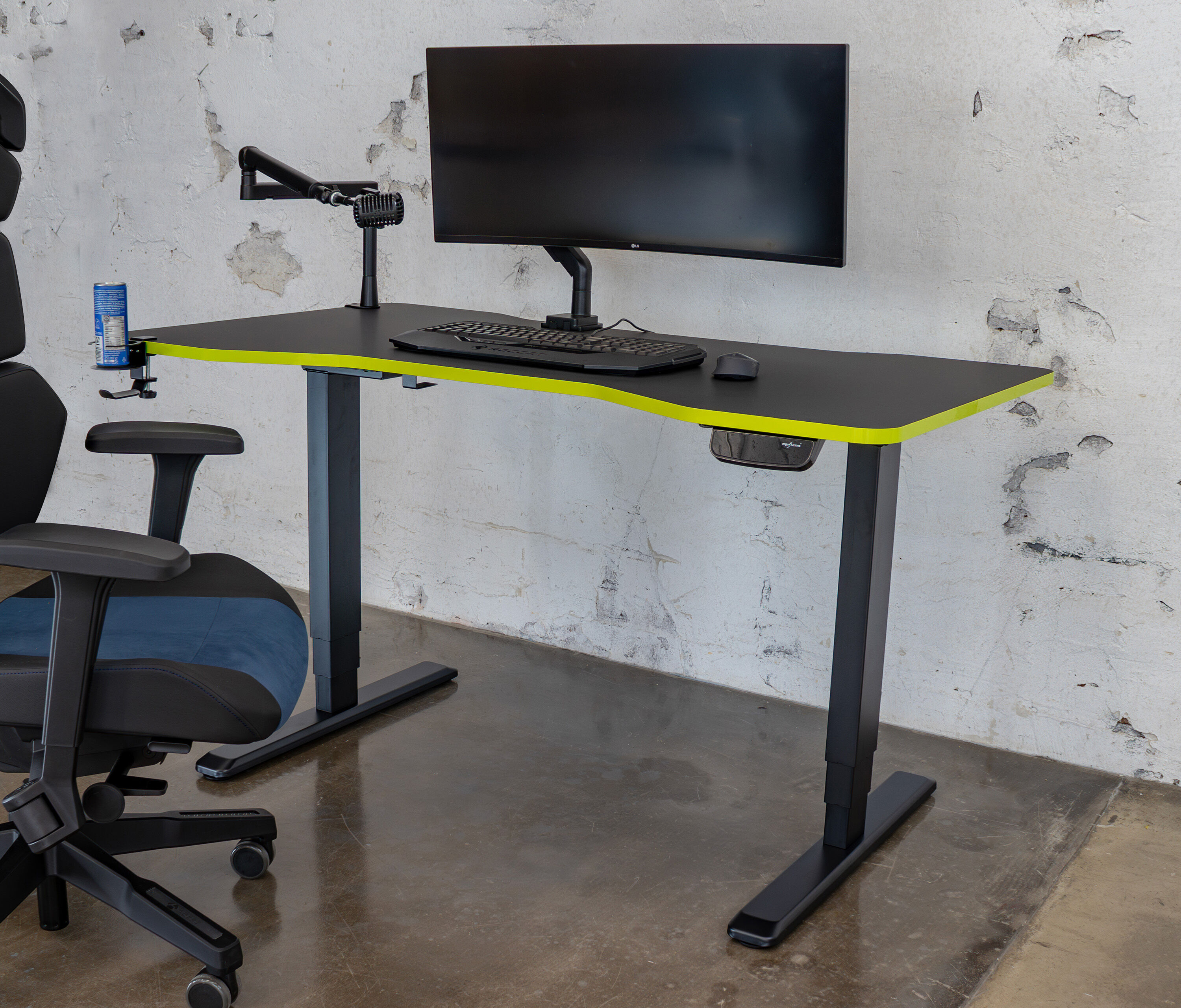 Primus Gamingschreibtisch Rechteck, Weiß Klassik Acid Green 140x80