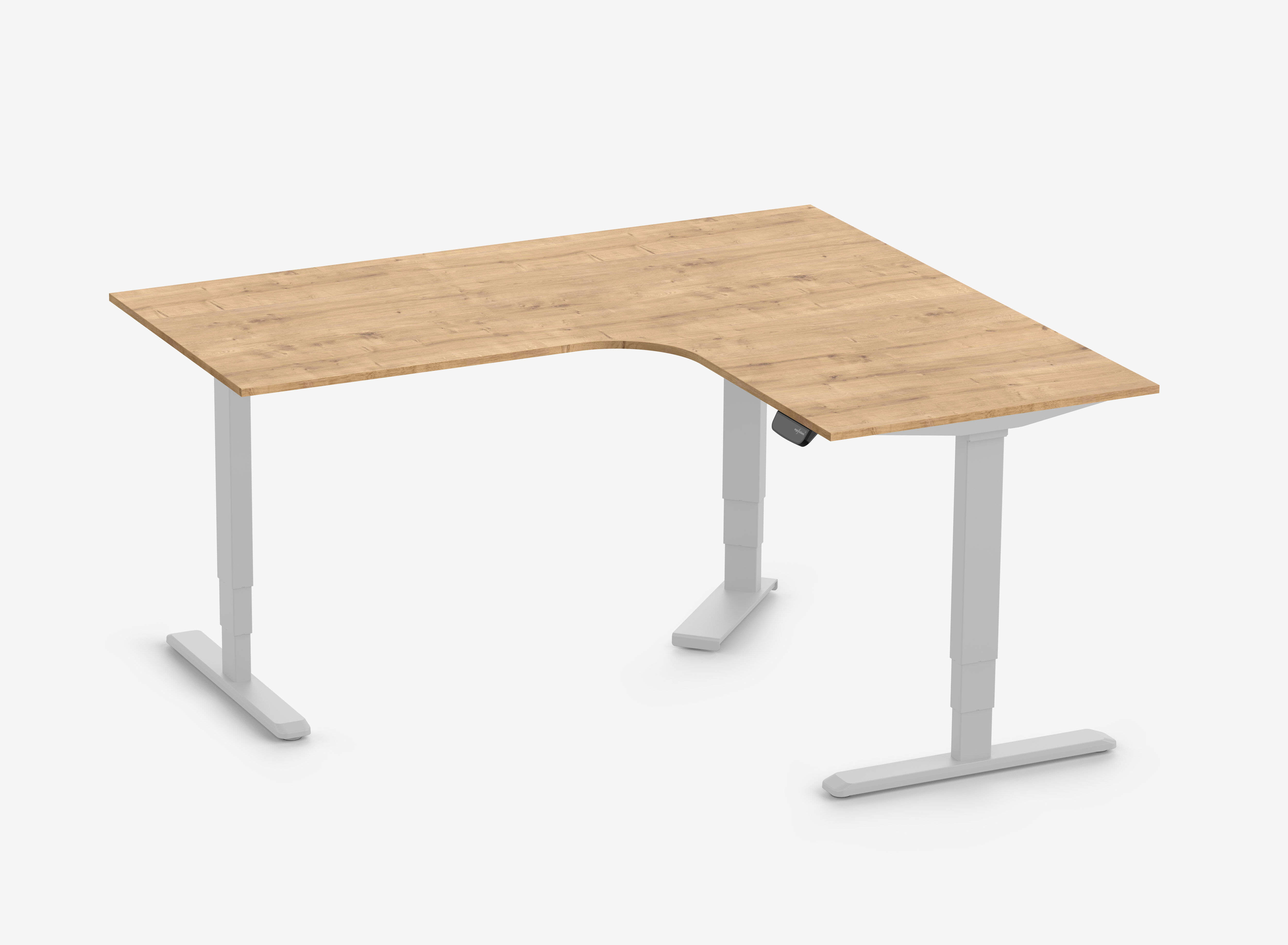 PRIMUS Eckschreibtisch, Gestell Grau, Tischplatte 1800/800 x 1600/800 x 25 mm Eiche