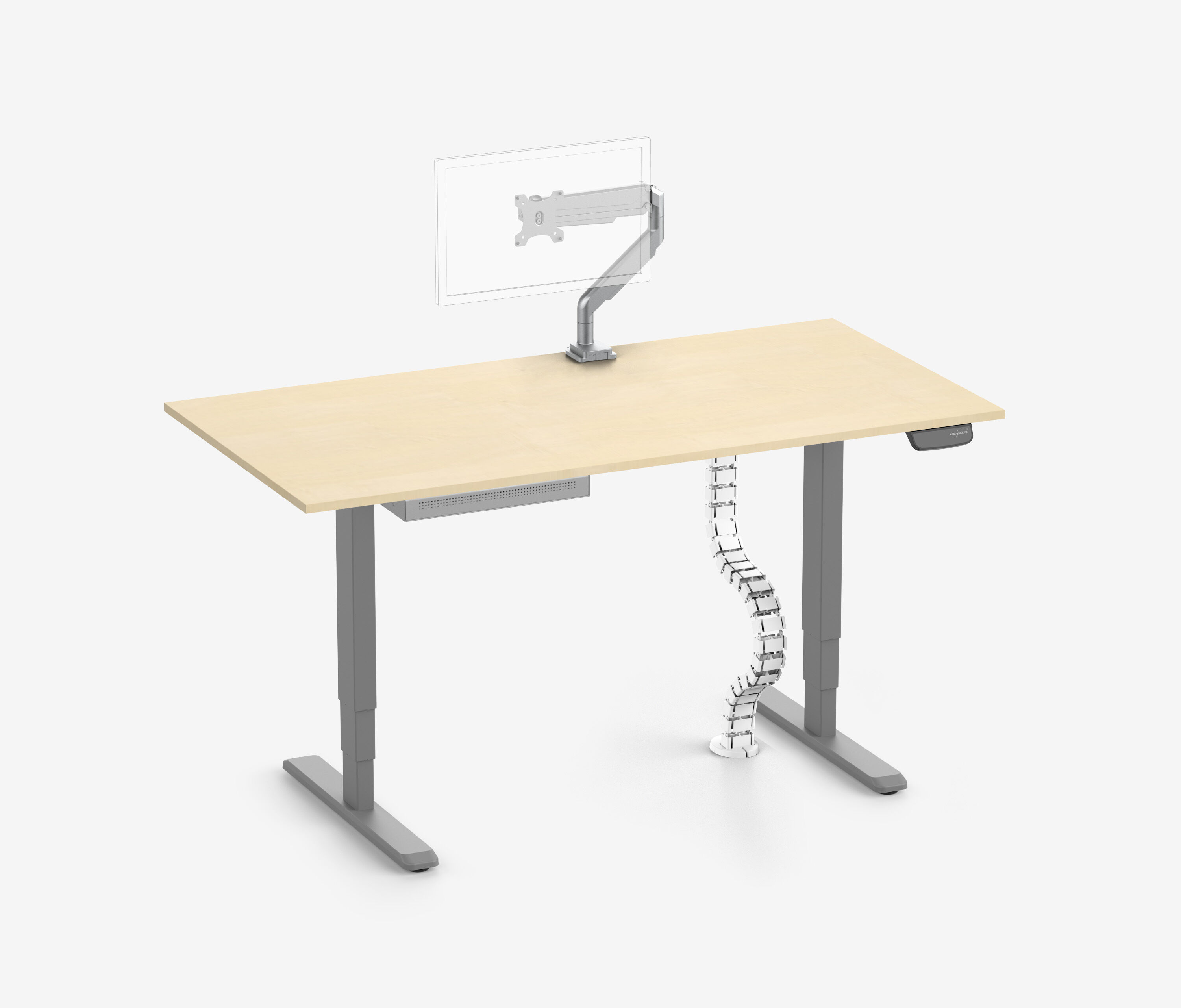 PRIMUS + Slimline Schublade, Kabelschlange & Halter 160x80 Grau Birke