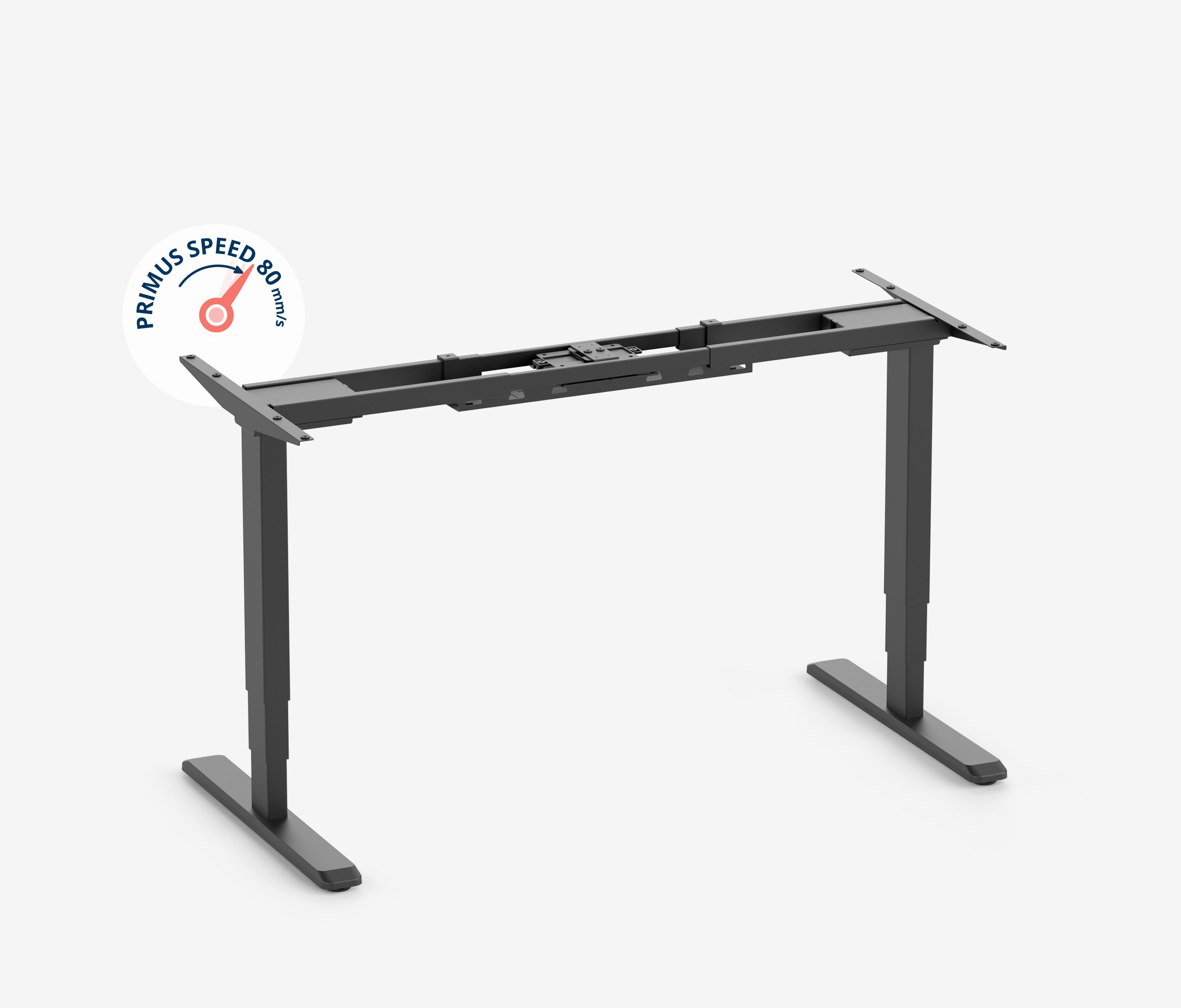 PRIMUS Speed Rechteckschreibtisch, Gestell Schwarz, Tischplatte 1200 x 700 x 19 mm Lichtgrau