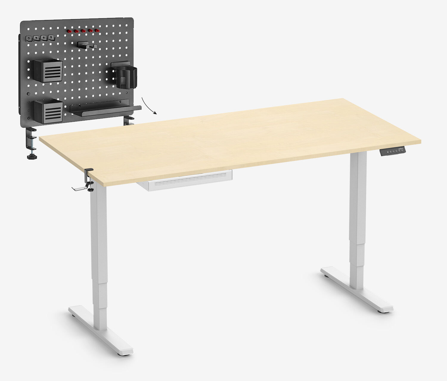 FOKUS Schulstart Set Weiß, Slim Schublade Birke 160x80 Organizer Board Schwarz Kopfhörer Halter