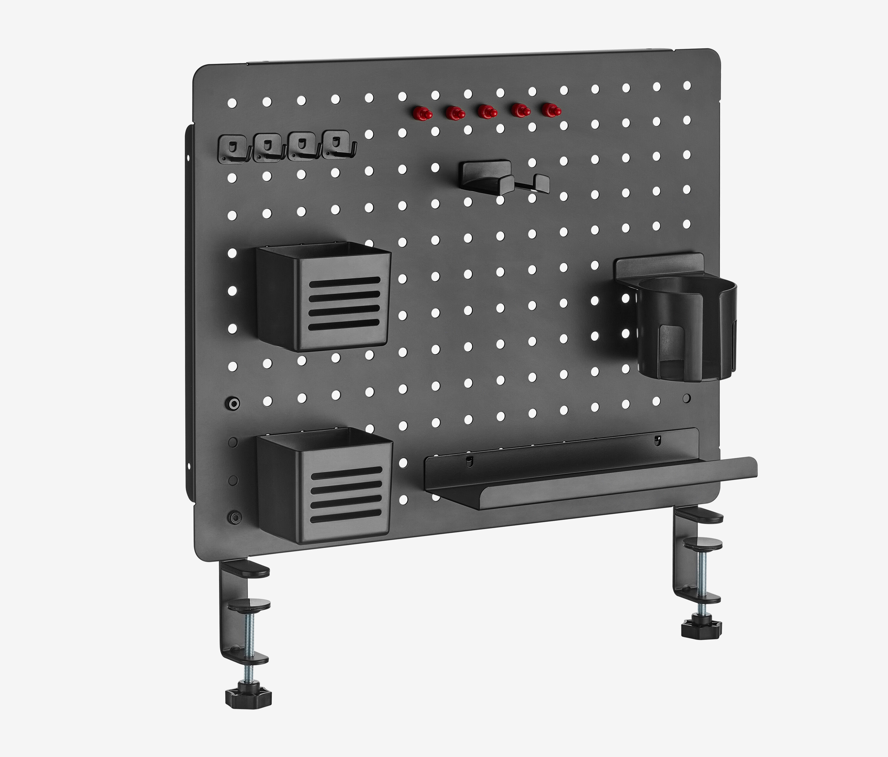 FOKUS Schulstart Set Schwarz, Slim Schublade Lichtgrau 120x70 Organizer Board Schwarz Kopfhörer Halter
