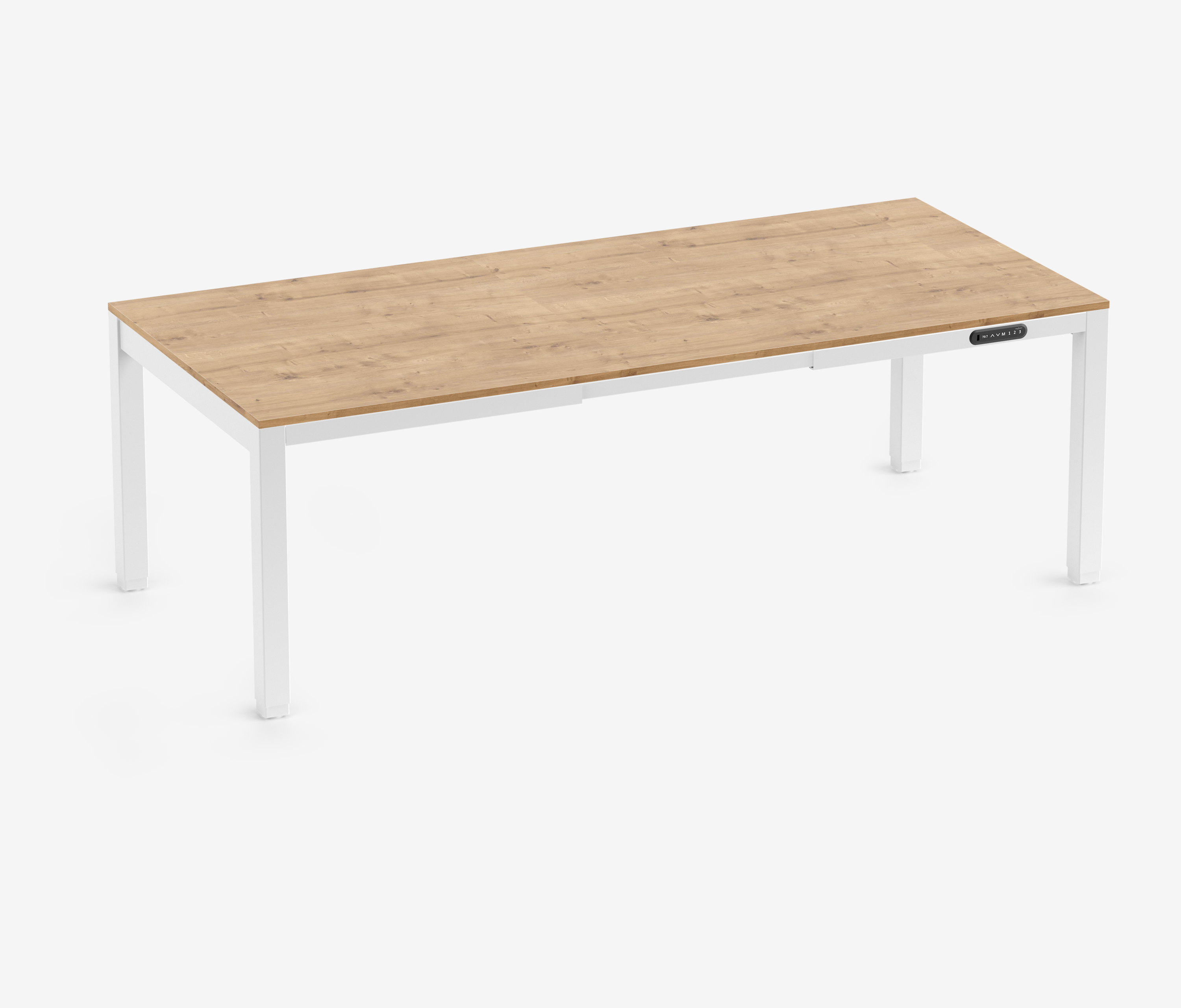 PRIMUS 4-Bein Schreibtisch Weiß Eiche 2200 x 1000 x 25 mm 