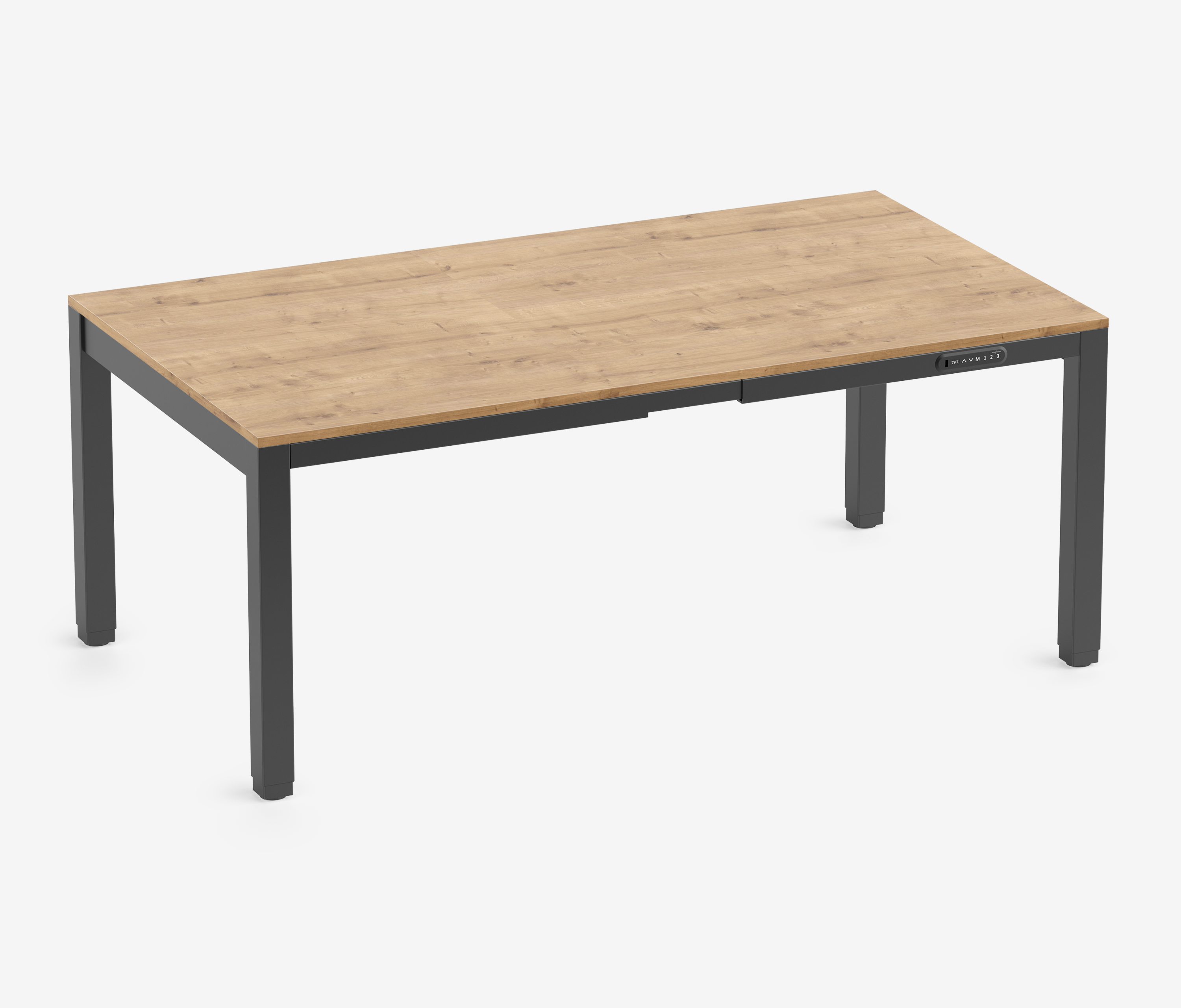 PRIMUS 4-Bein Schreibtisch Schwarz Eiche 1800 x 1000 x 25 mm 