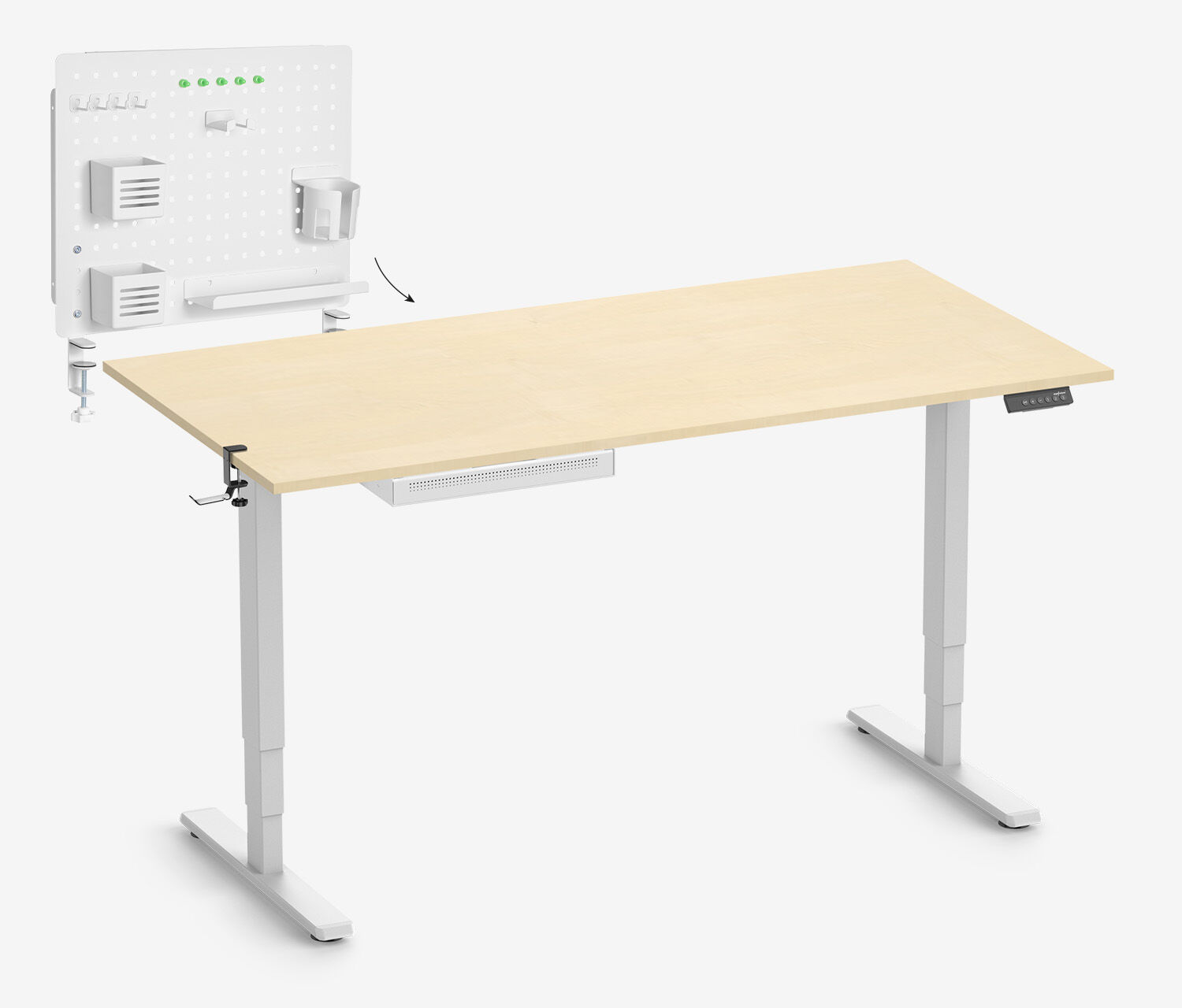 FOKUS Schulstart Set Weiß, Slim Schublade Birke 160x80 Organizer Board Weiß Kopfhörer Halter