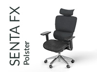 Bürodrehstuhl Senta FX Polster Hoch Schwarz Schwarz